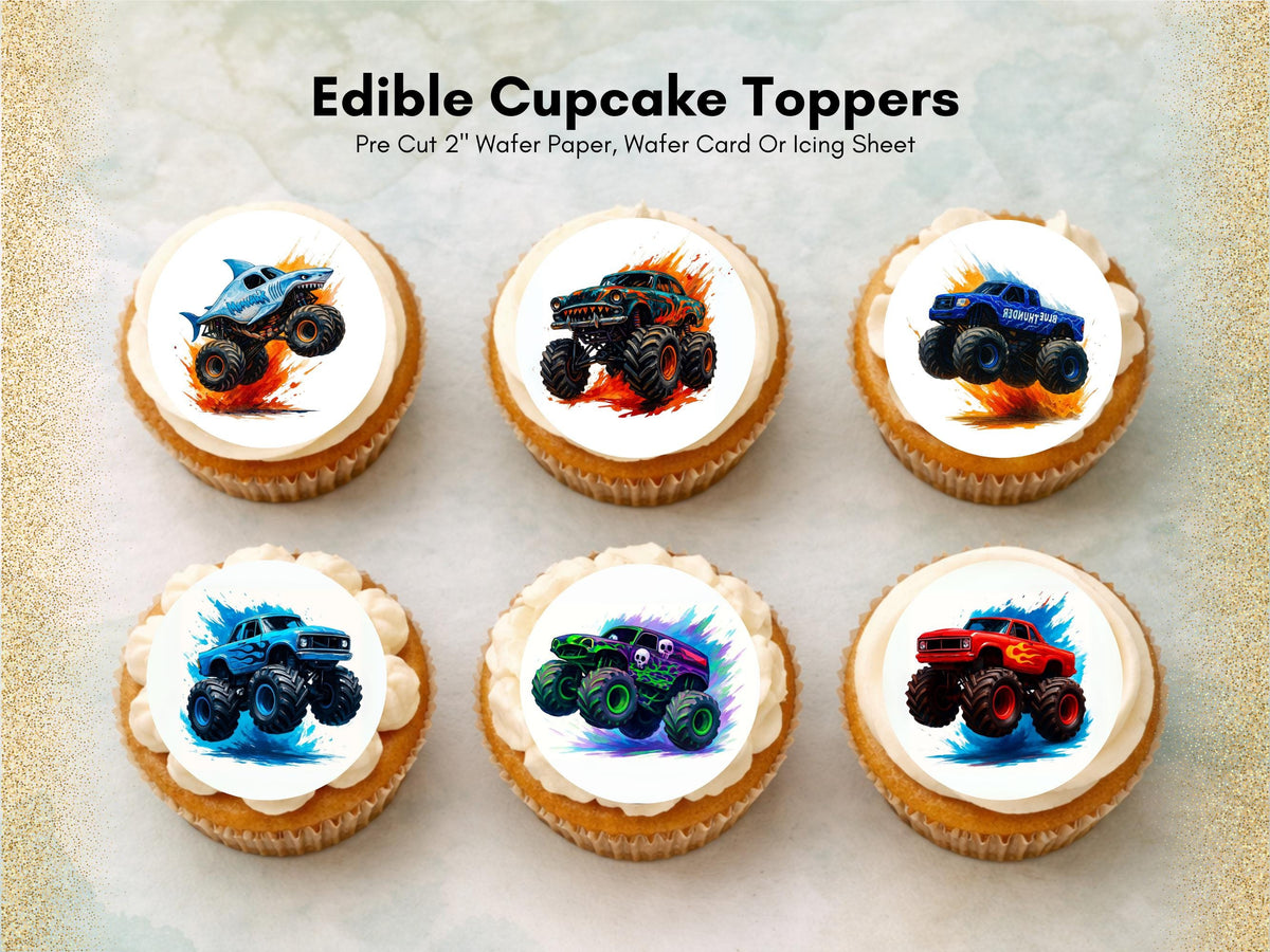 Monster Truck Birthday Edible Cupcake Toppers – Truck Cake Toppers