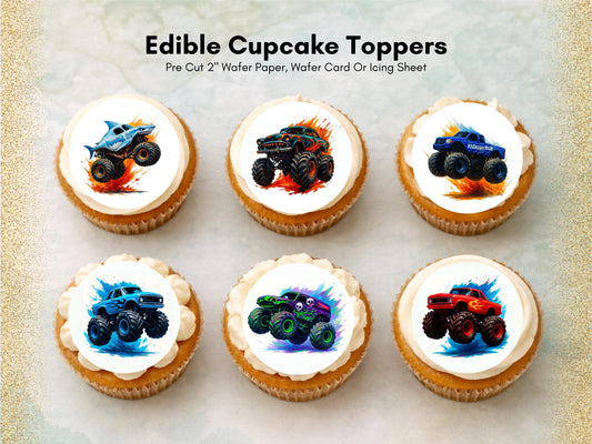 Monster Truck Birthday Edible Cupcake Toppers – Truck Cake Toppers