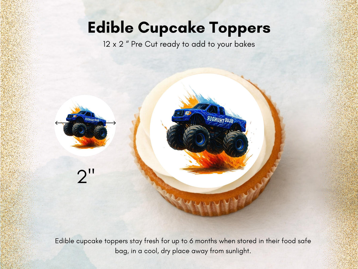 Monster Truck Birthday Edible Cupcake Toppers – Truck Cake Toppers