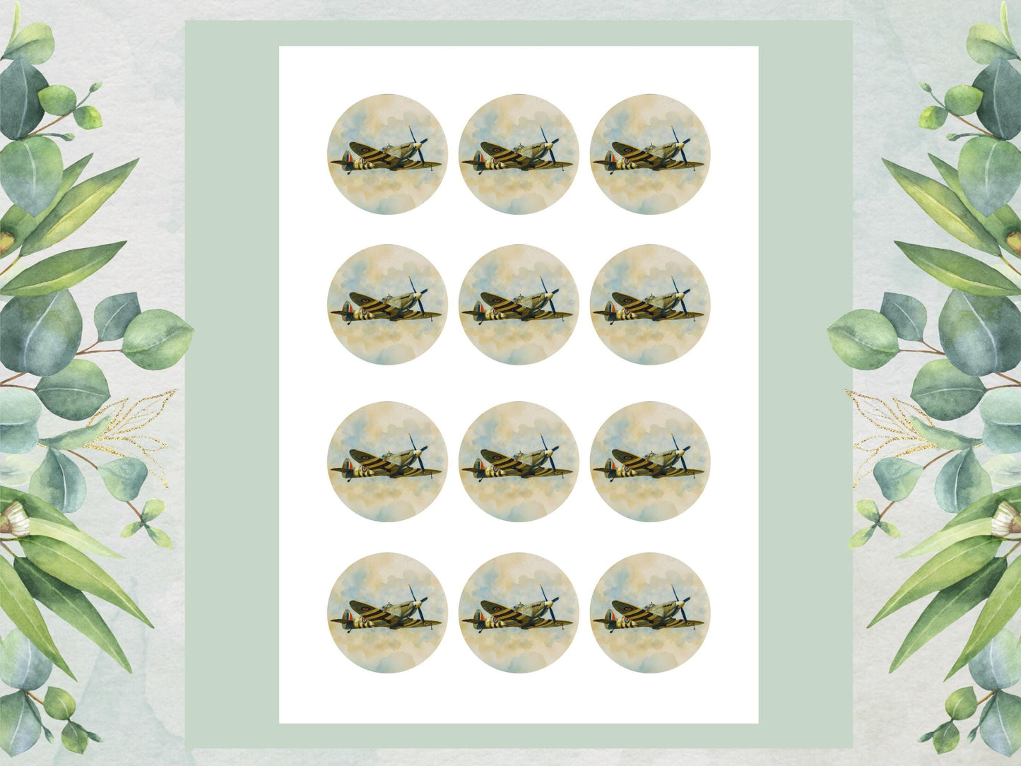 Spitfire Airplane Edible Cupcake Toppers – Airshow Cake Decorations