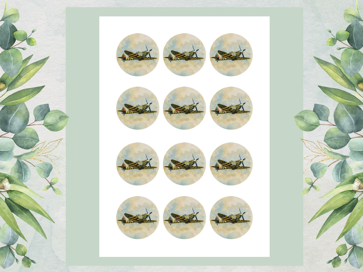 Spitfire Airplane Edible Cupcake Toppers – Airshow Cake Decorations