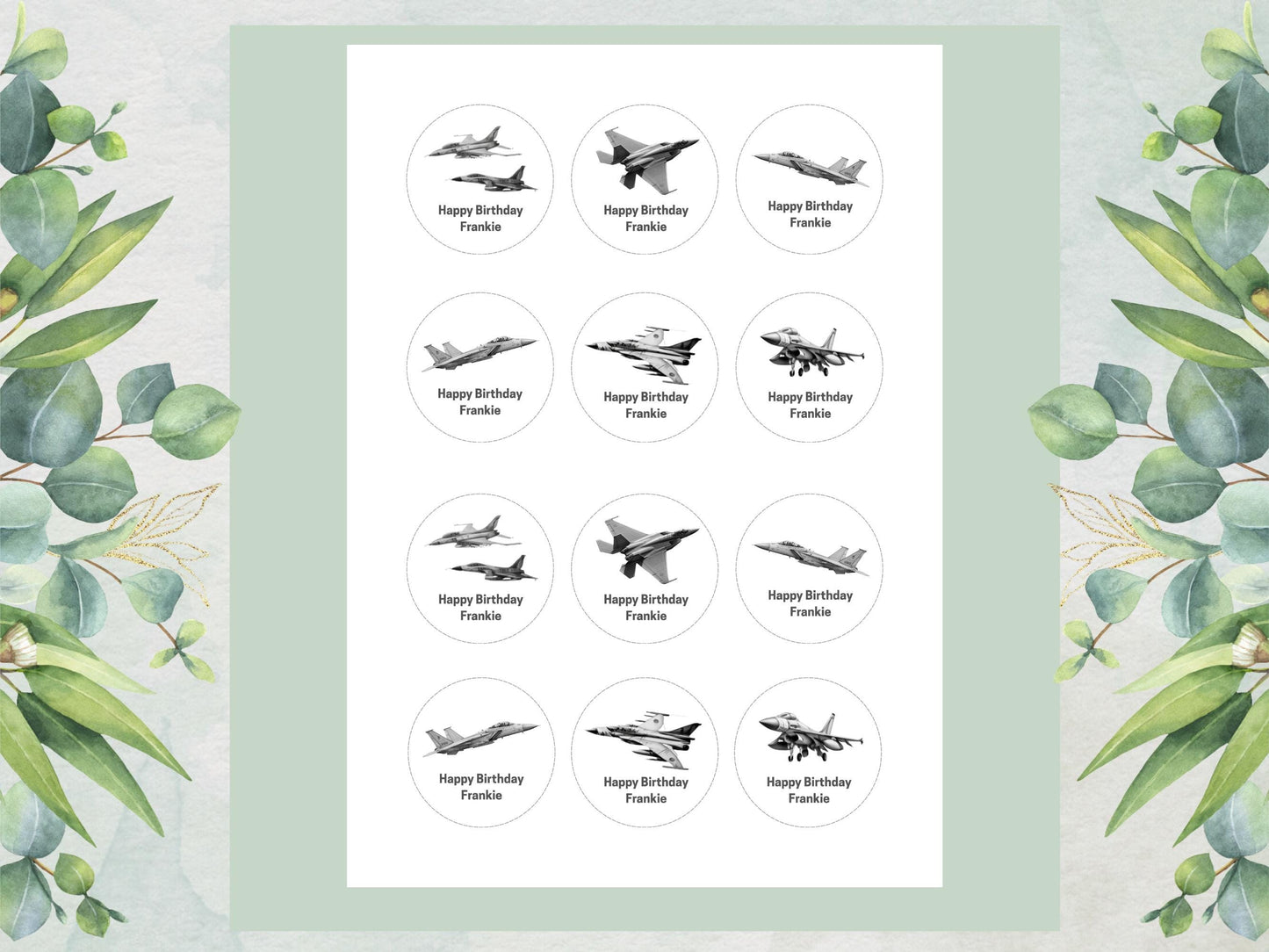 Personalised Jet Airplane Cupcake Toppers – Edible Airshow Decorations
