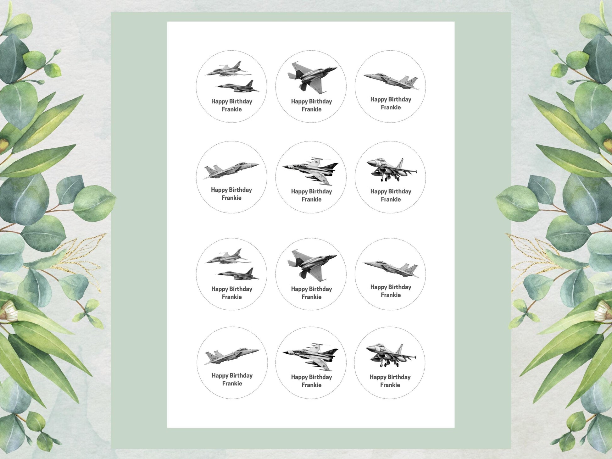 Personalised Jet Airplane Cupcake Toppers – Edible Airshow Decorations