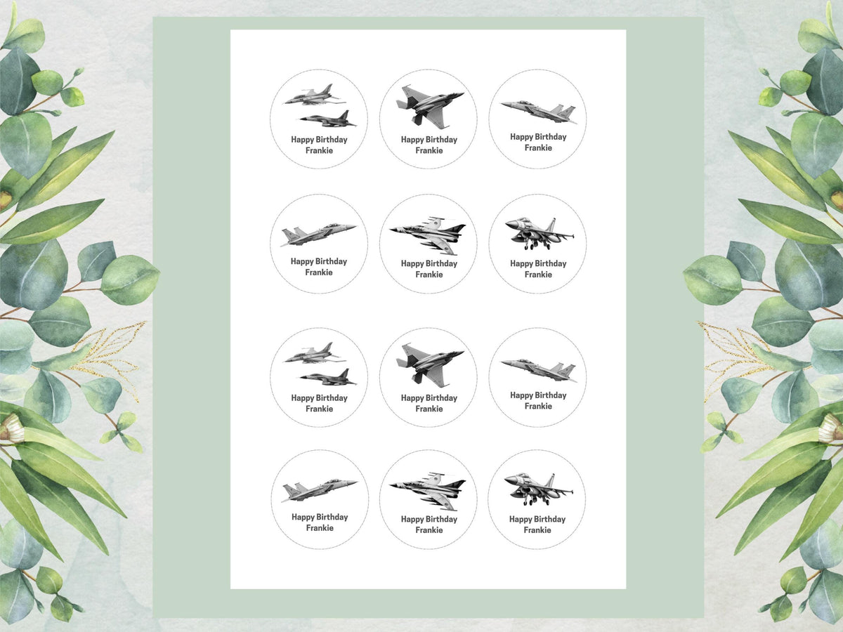 Personalised Jet Airplane Cupcake Toppers – Edible Airshow Decorations