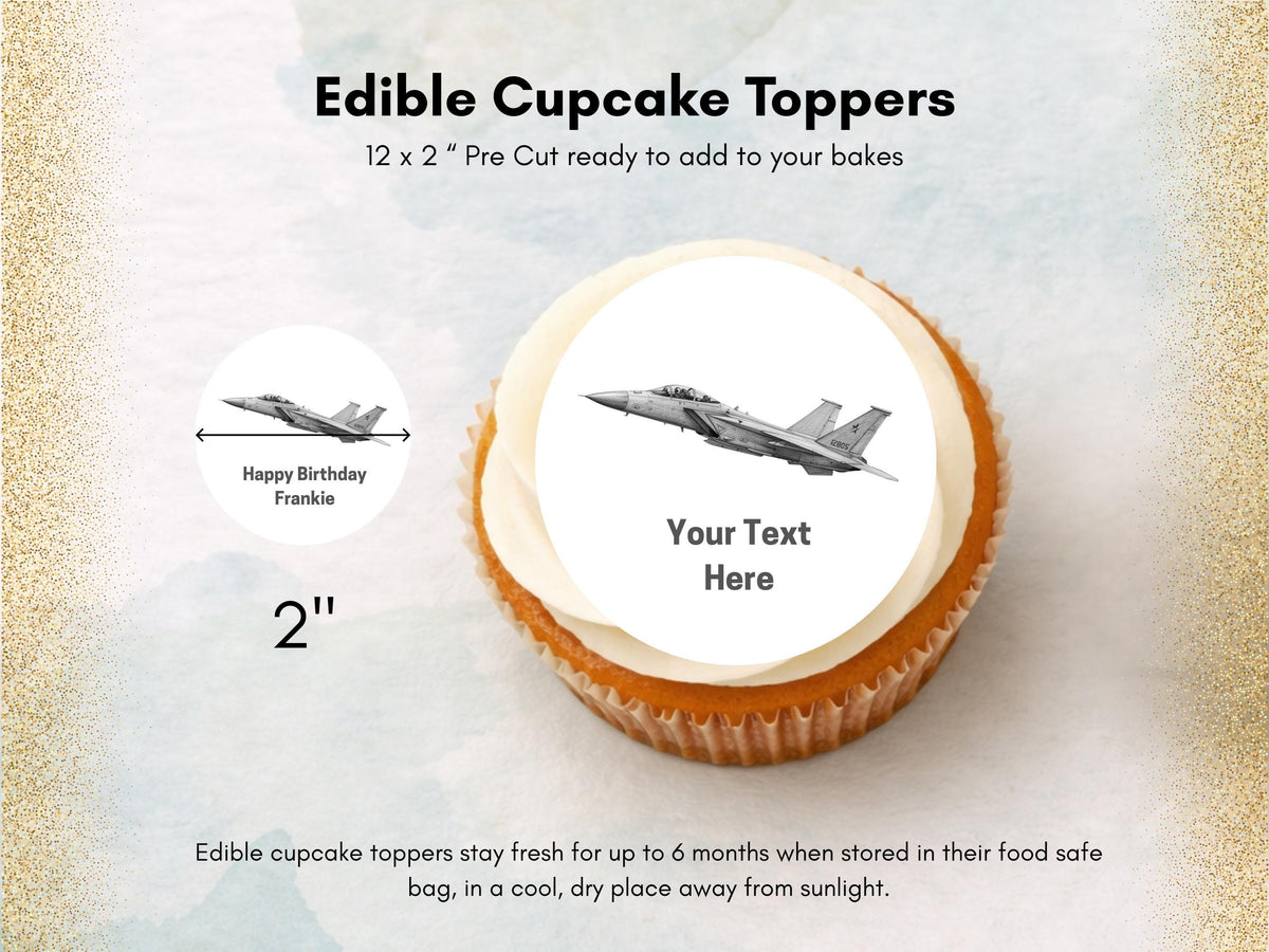 Personalised Jet Airplane Cupcake Toppers – Edible Airshow Decorations