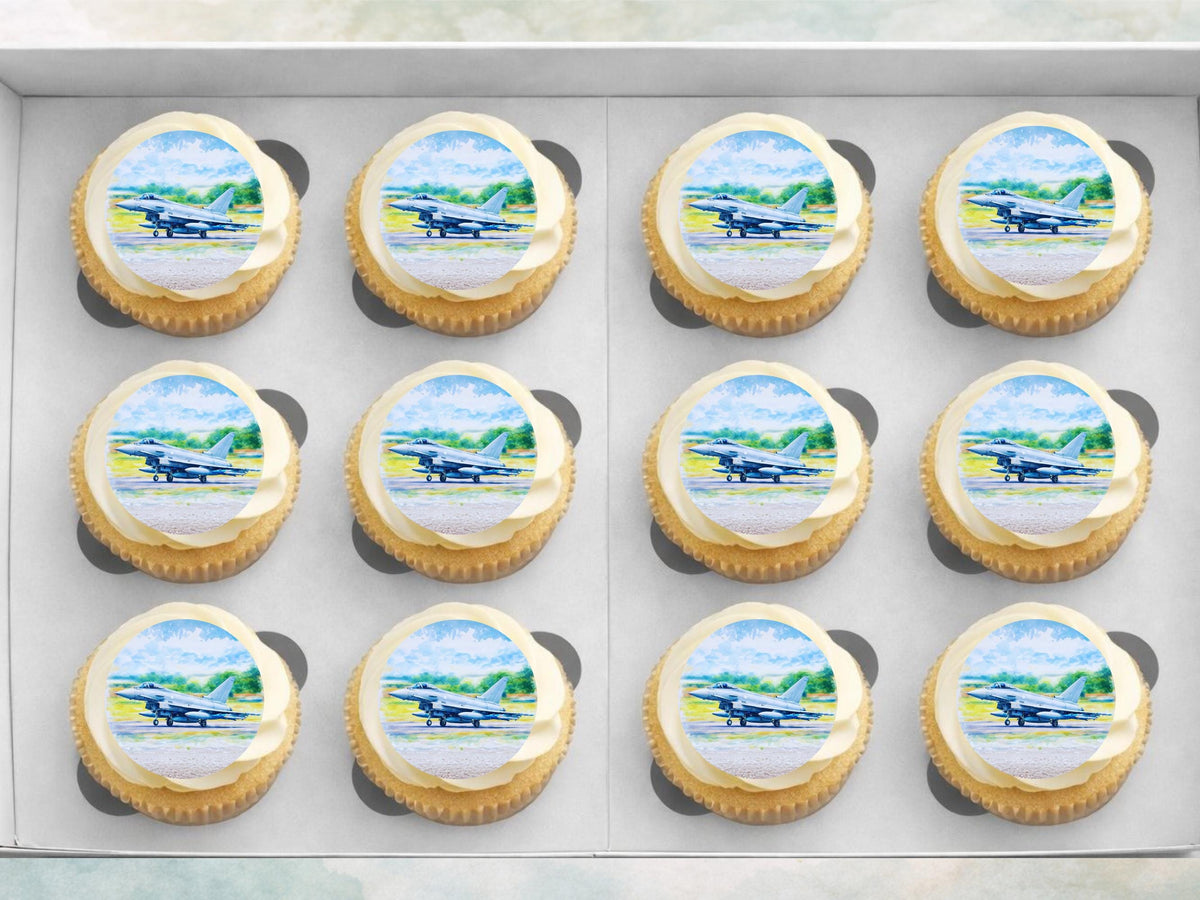 Jet Airplane Cupcake Toppers – Edible Airshow Decorations