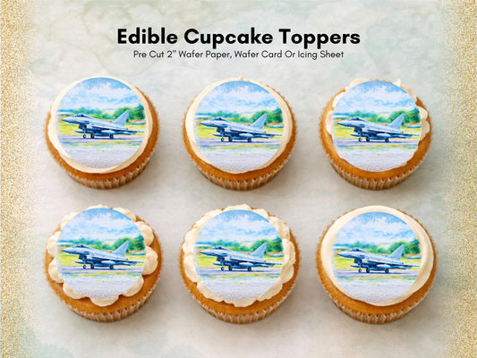 Jet Airplane Cupcake Toppers – Edible Airshow Decorations