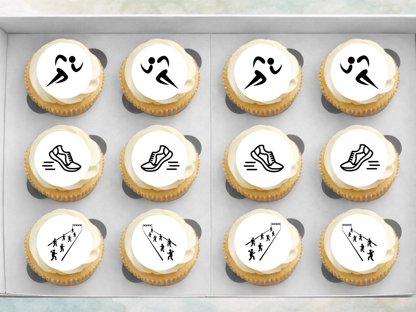 Running Cupcake Toppers – Marathon Party Decorations (Wafer Paper)