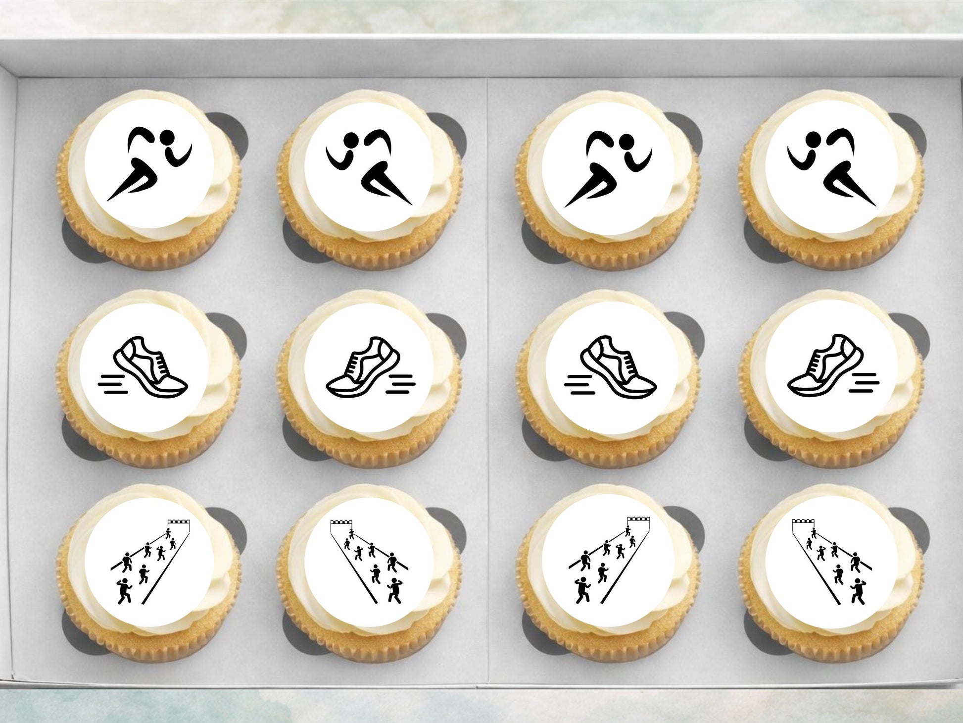Running Cupcake Toppers – Marathon Party Decorations (Wafer Paper)