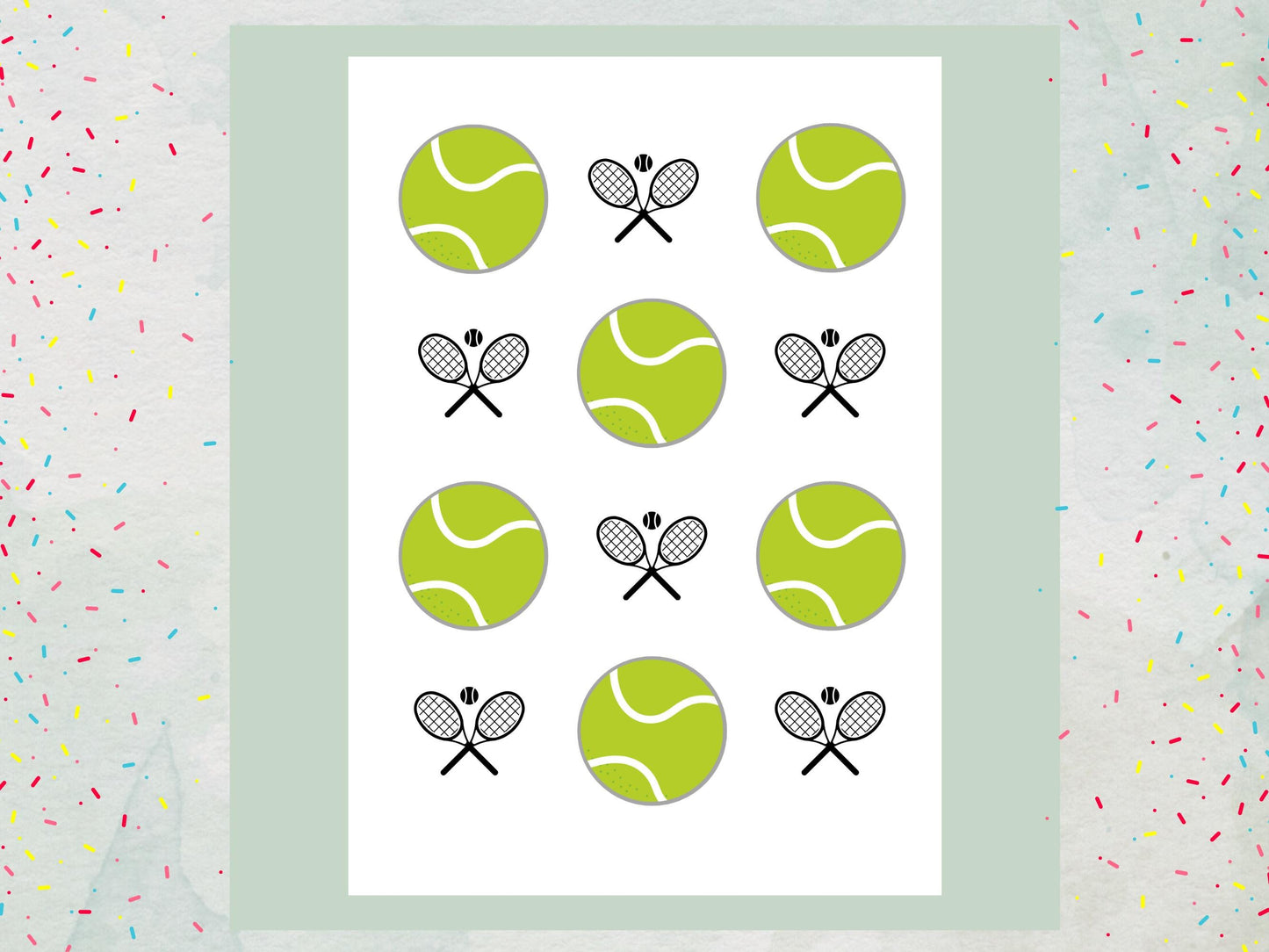 Tennis Edible Cupcake Toppers – Sports Party Cake Decoration