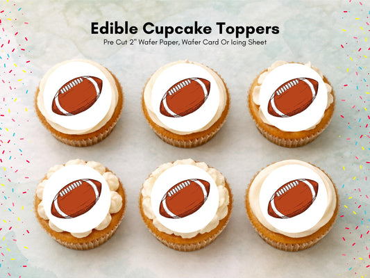 American Football Edible Cupcake Toppers - Sports Cupcake Decorations