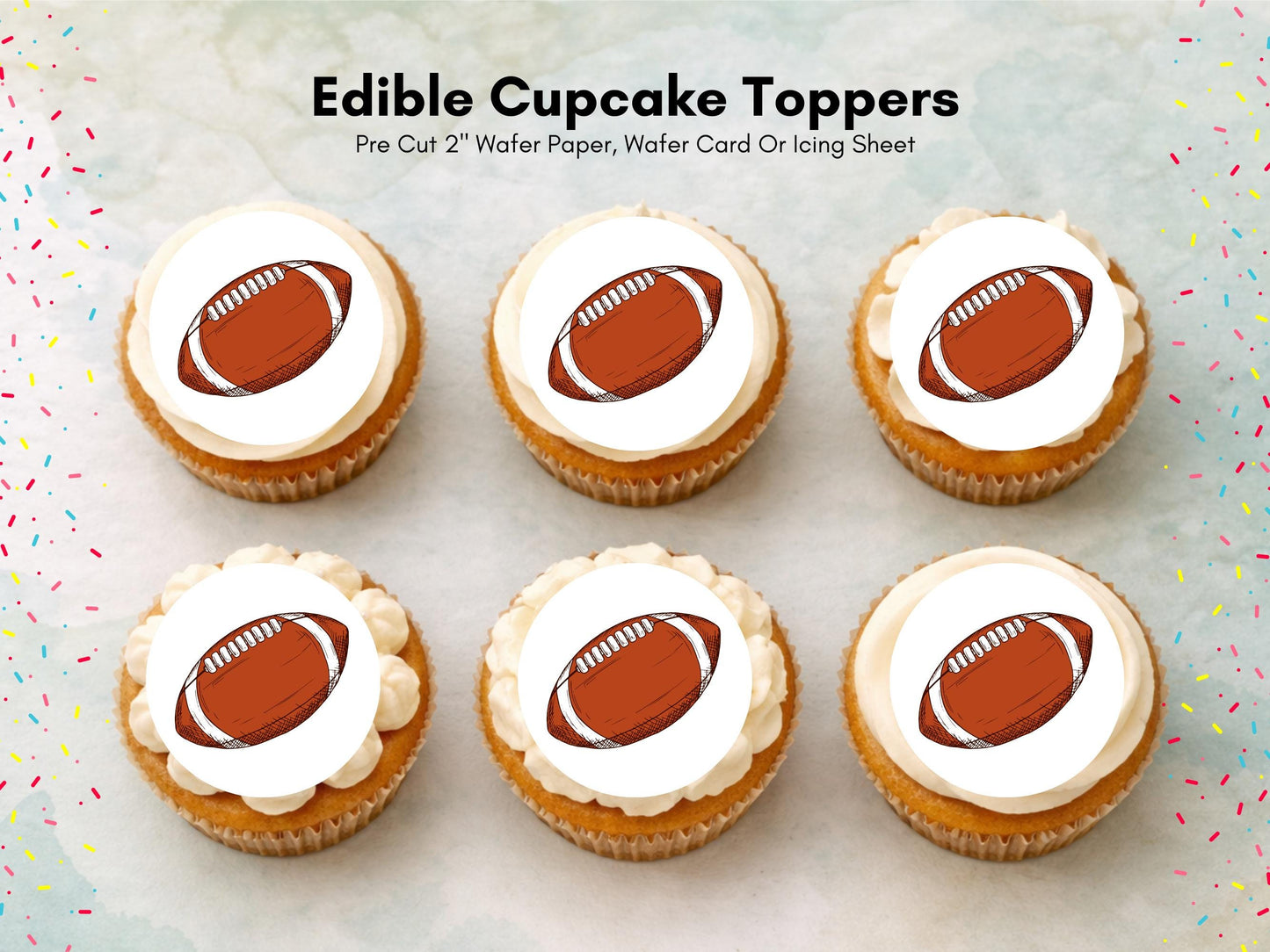 American Football Edible Cupcake Toppers - Sports Cupcake Decorations