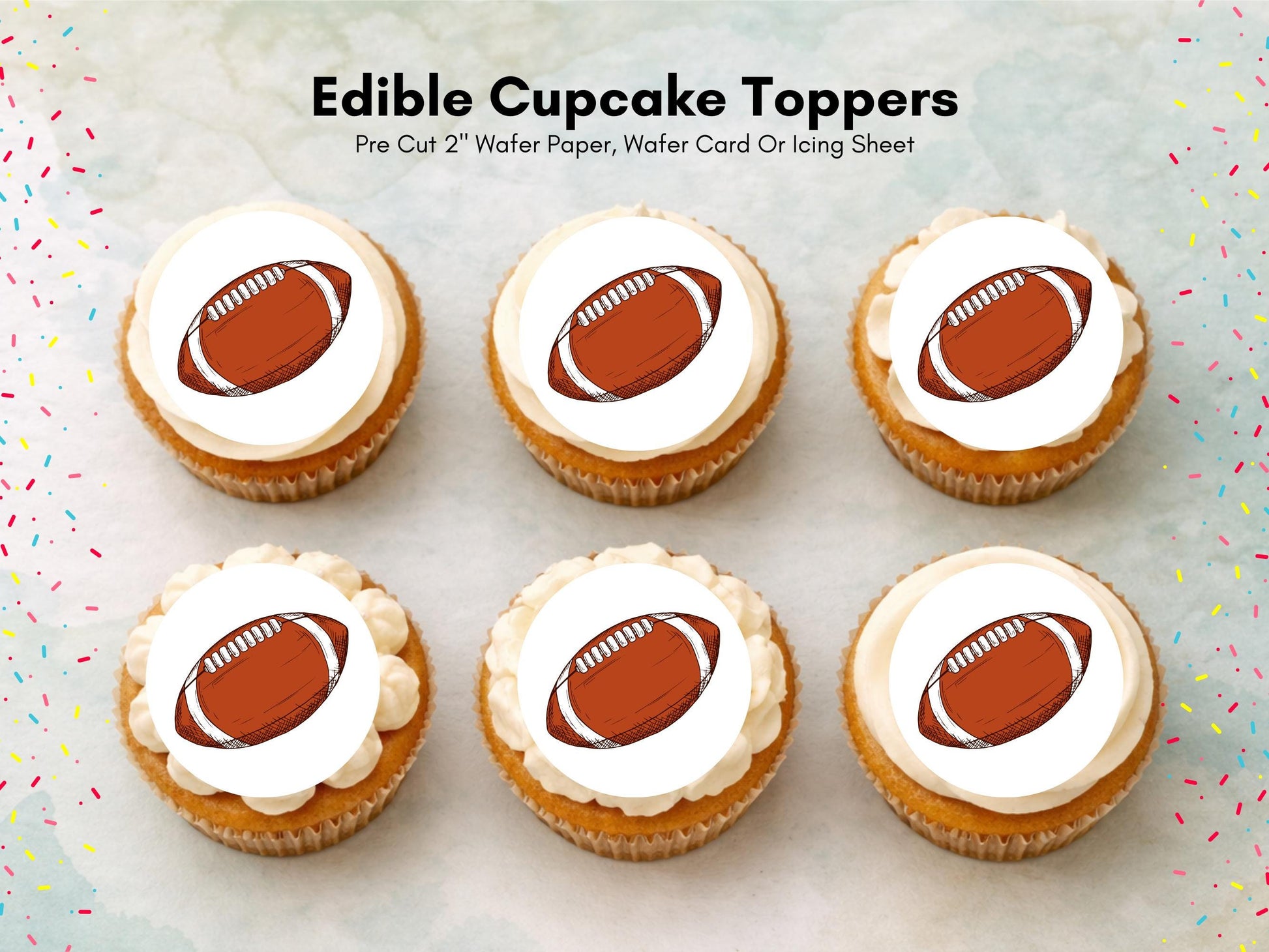 American Football Edible Cupcake Toppers - Sports Cupcake Decorations