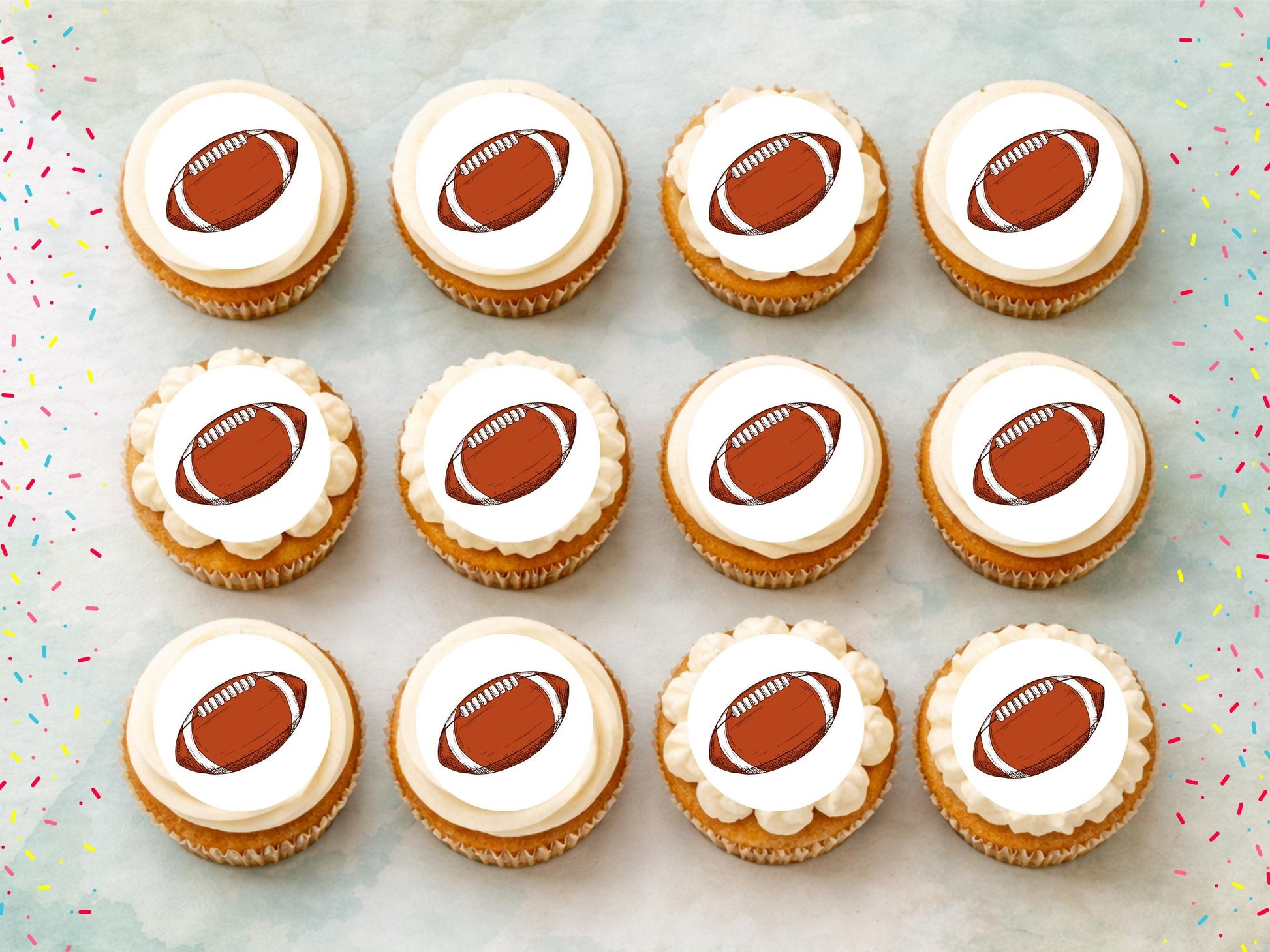 American Football Edible Cupcake Toppers - Sports Cupcake Decorations