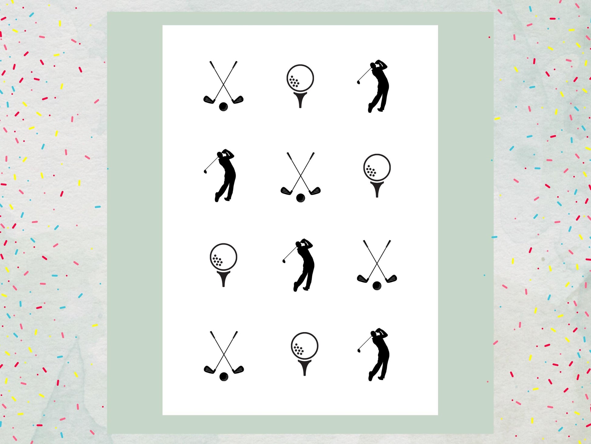 Golf Edible Cupcake Toppers 12 x 2" – Pre cut Wafer Paper, Card or Icing Sheet, Sports Party Decoration, Cake images