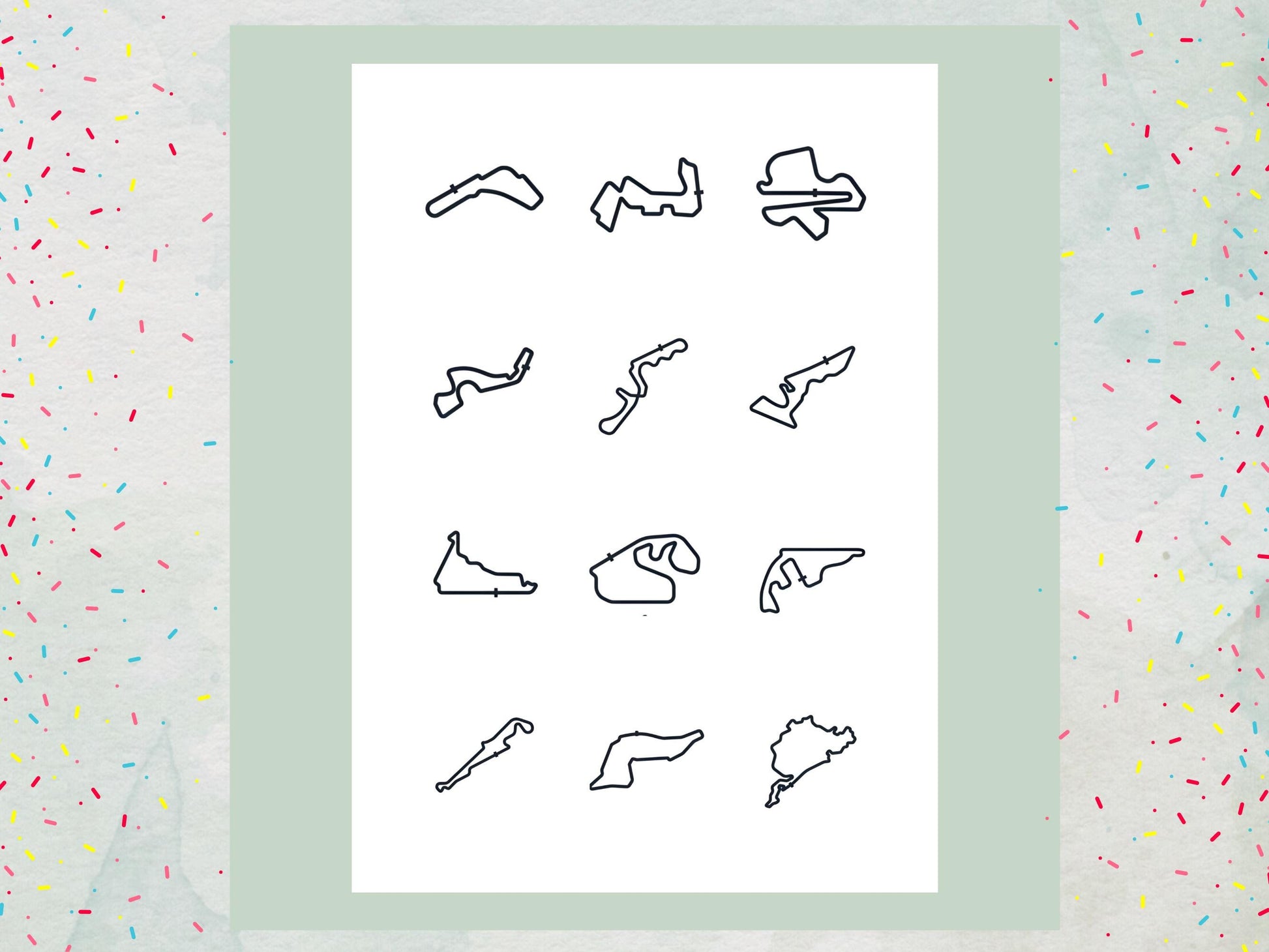 Racing Track Edible Cupcake Toppers – Race Car Party (Wafer Paper, Card or Icing Sheet)