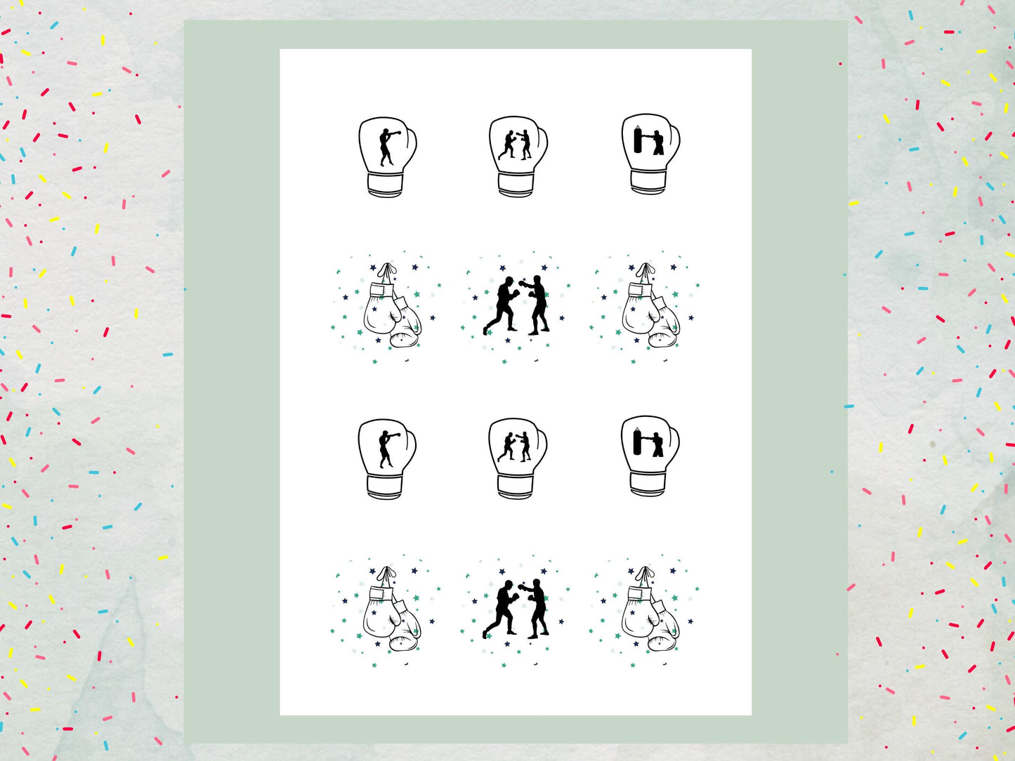 Boxing Edible Cupcake Toppers – Sports Party Decoration (2" Pre-Cut)