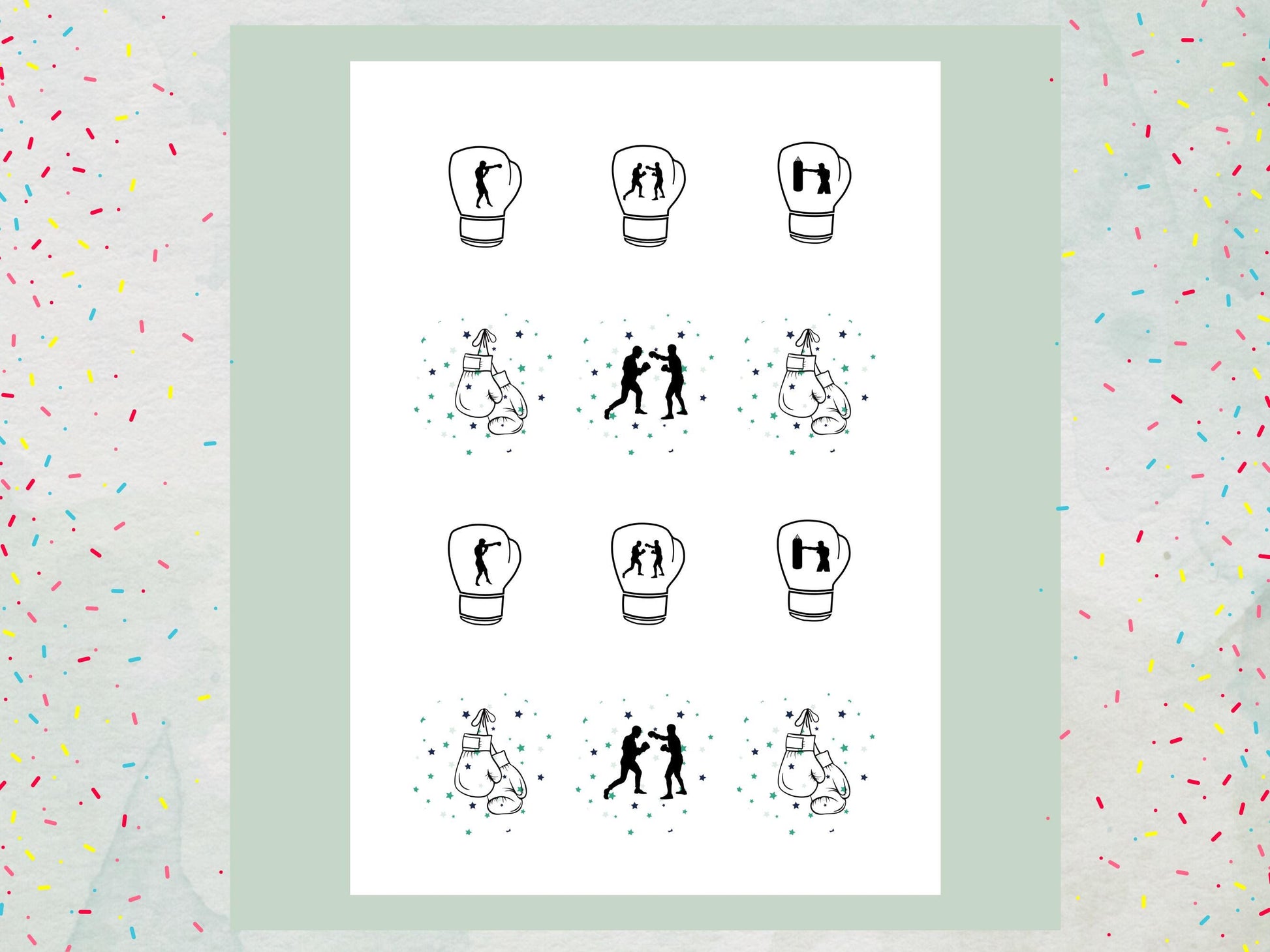 Boxing Edible Cupcake Toppers – Sports Party Decoration (2" Pre-Cut)