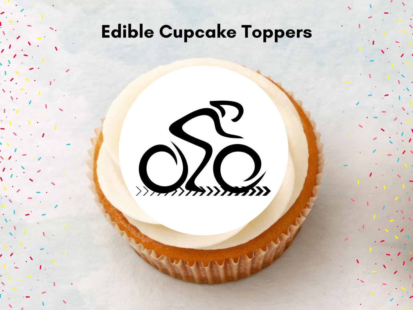 Cyclist Edible Cupcake Toppers – Sports Party Decorations (12 x 2")
