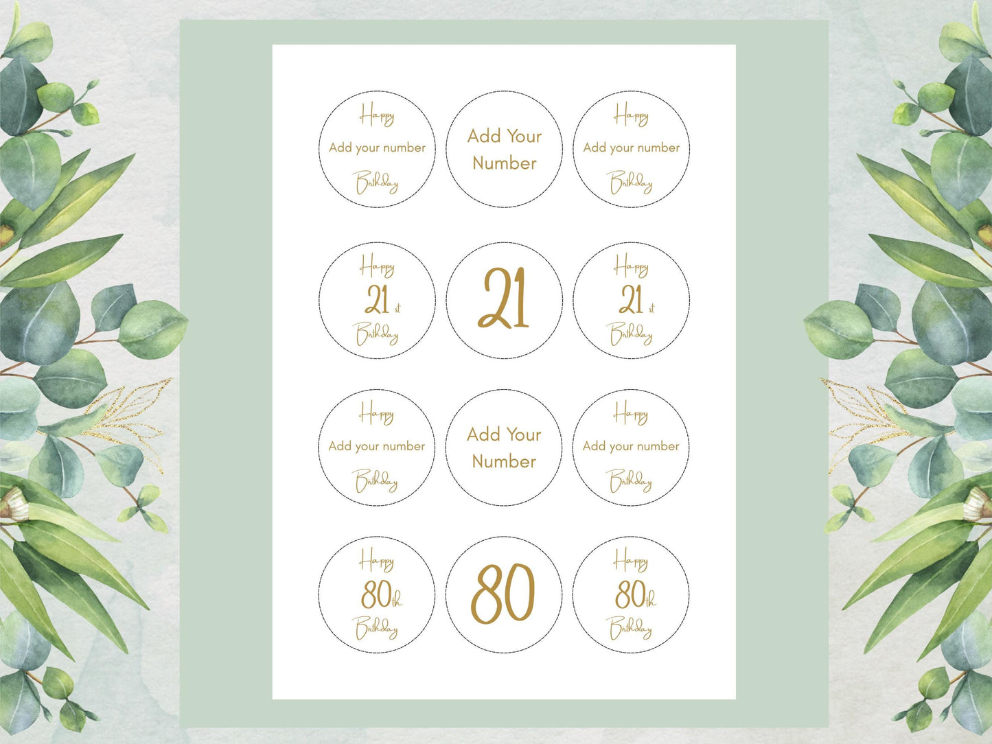 Birthday Age Edible Cupcake Toppers – Personalised Cake Decorations