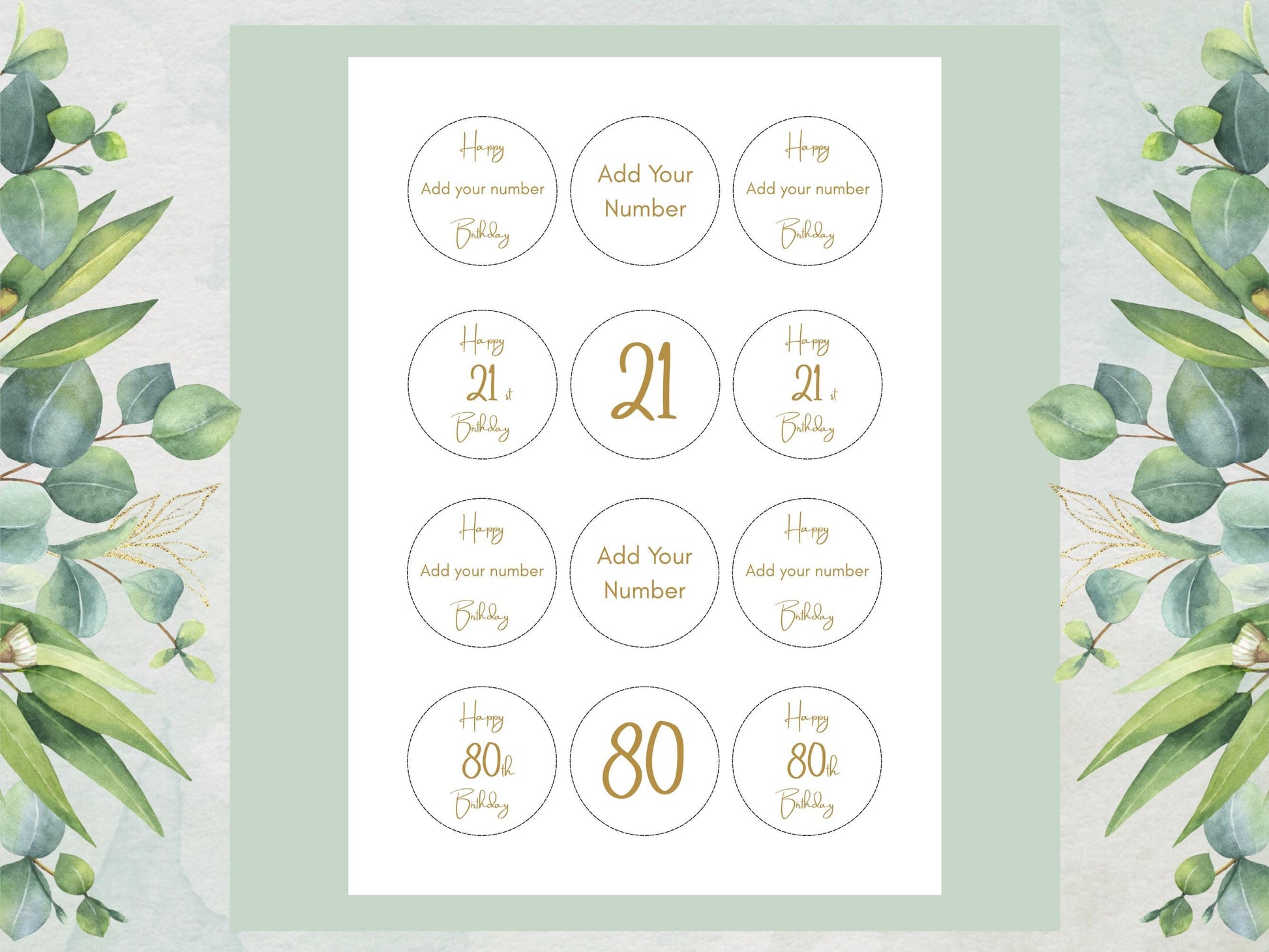 Birthday Age Edible Cupcake Toppers – Personalised Cake Decorations