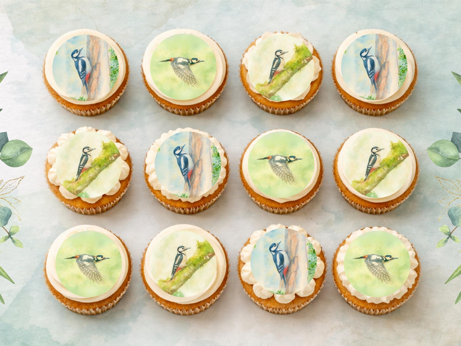 Woodpecker Edible Cupcake Toppers – Precut Wafer Paper, Icing Sheet