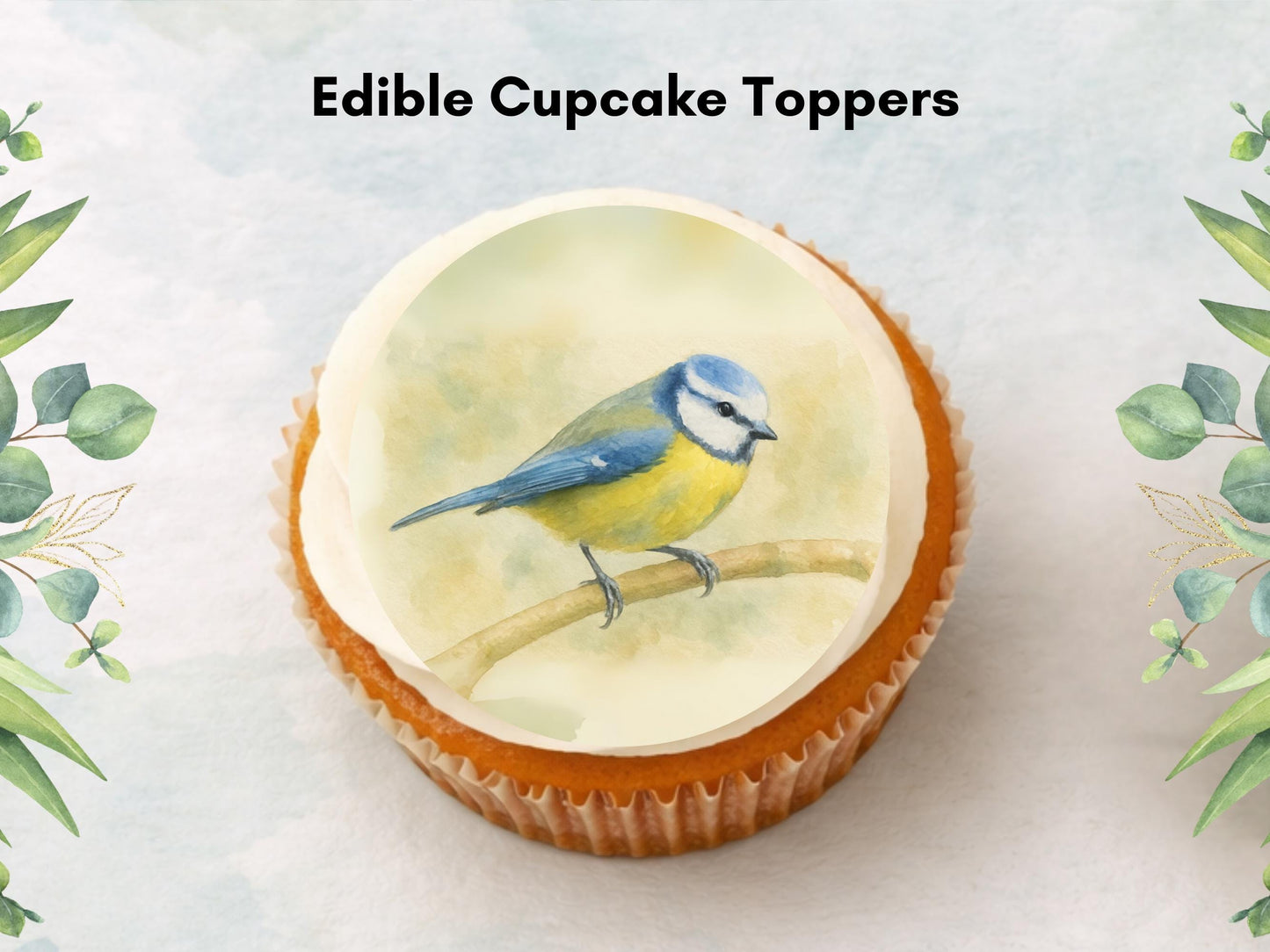Blue Tit Bird Edible Cupcake Toppers – Precut Wafer Decorations