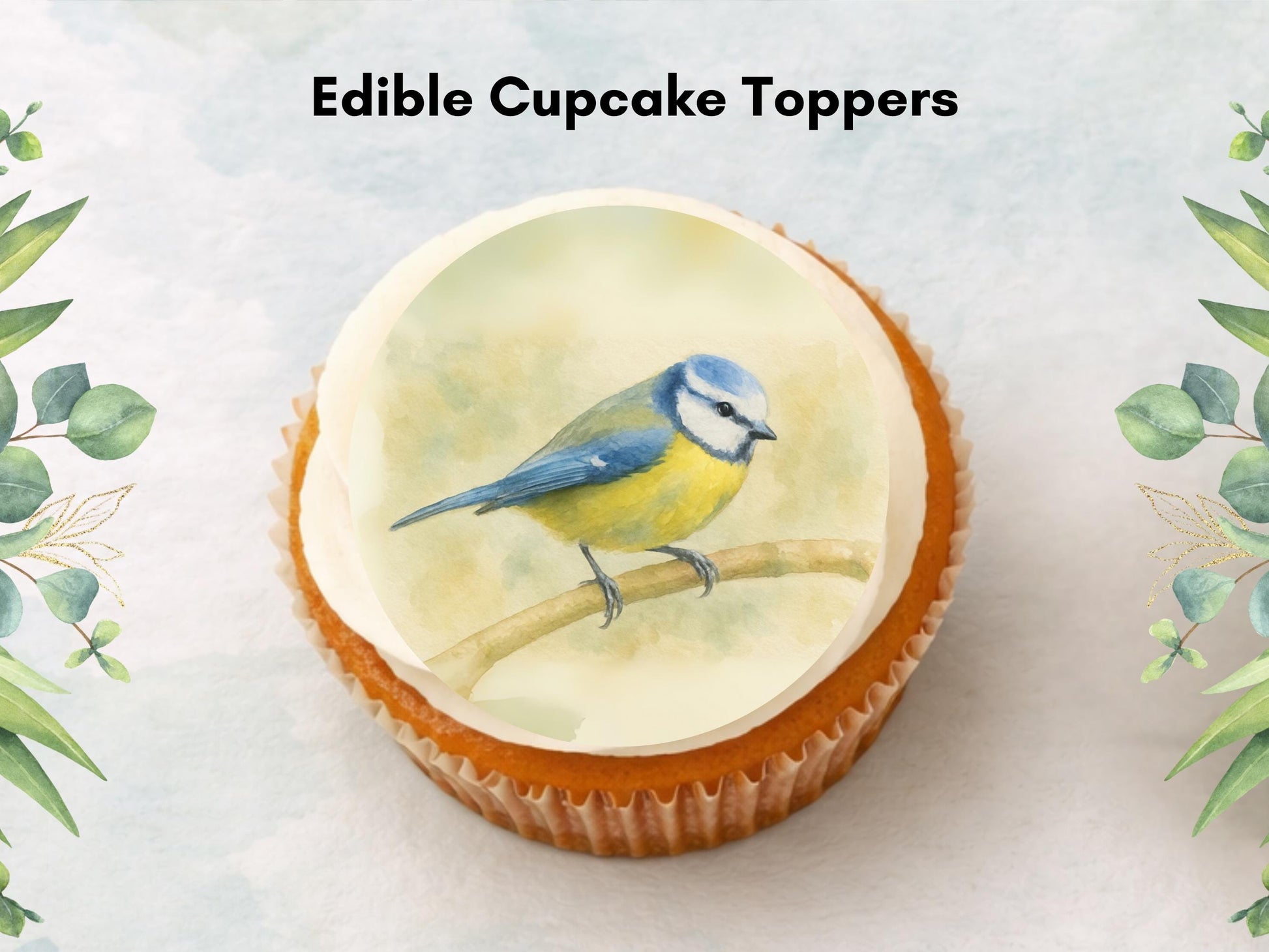 Blue Tit Bird Edible Cupcake Toppers – Precut Wafer Decorations