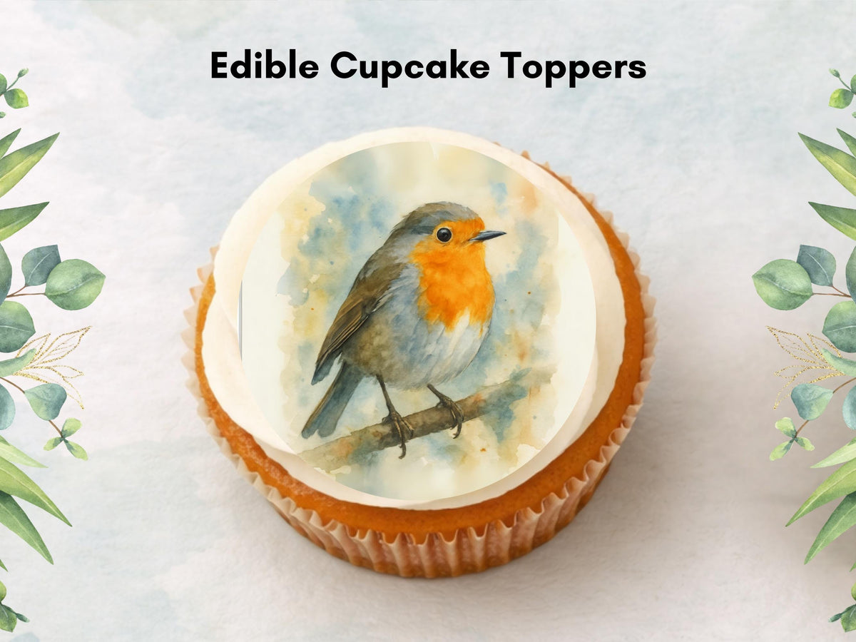 Robin Edible Cupcake Toppers – Robin Birthday Cake Topper, (Pre-Cut)