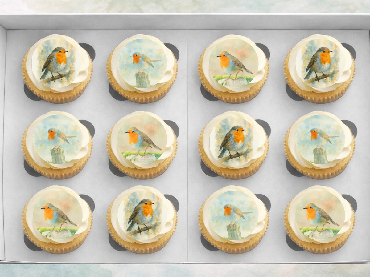 Robin Edible Cupcake Toppers – Robin Birthday Cake Topper, (Pre-Cut)