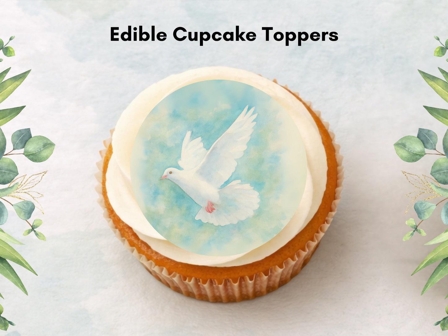 White Dove Edible Cupcake Toppers 12 x 2" Wafer Paper, Card, or Icing