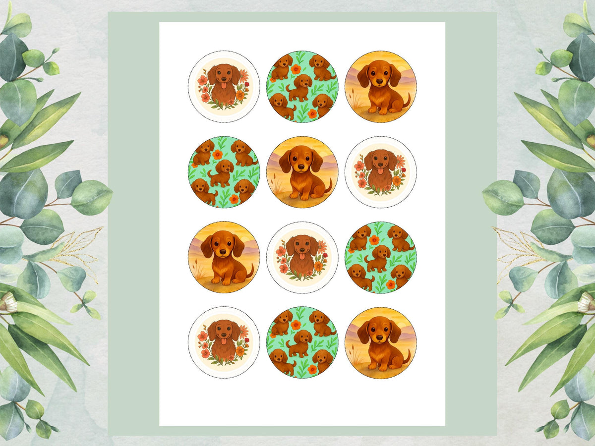 Sausage Dog Edible Cupcake Toppers – 12 x 2" Dachshund Cake Decoration