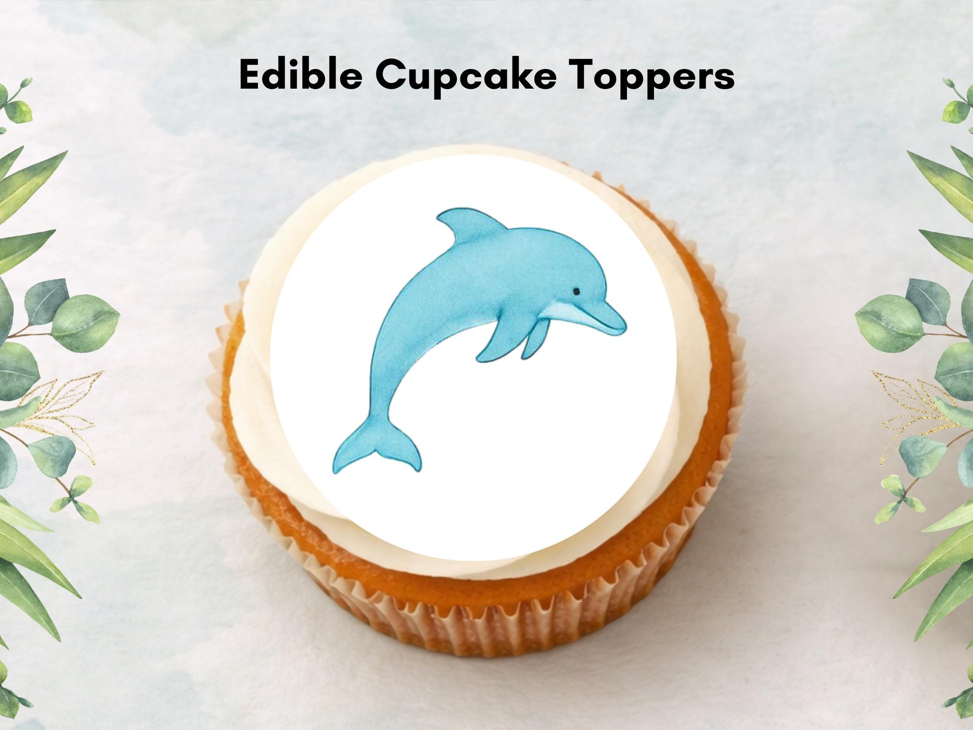 Dolphin Cupcake Toppers – 12 Edible Decorations (Wafer Paper, Card, Icing Sheet)