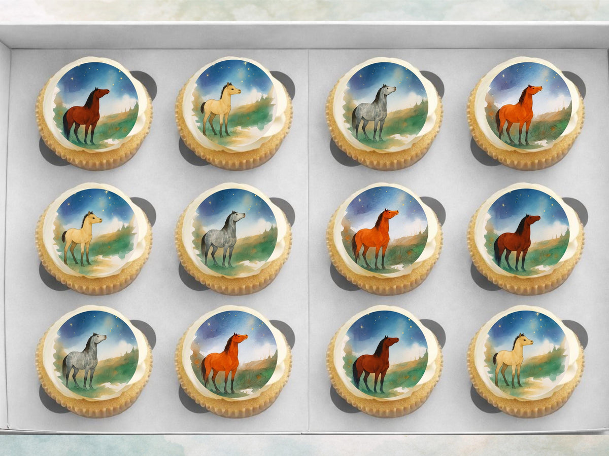 Magical Horse Edible Cupcake Toppers – Pony Birthday Cake Decoration