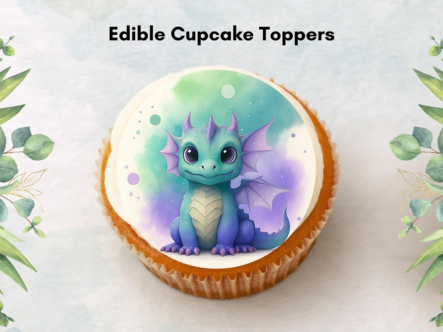 Dragon Edible Cupcake Toppers 12 x 2"– Pre cut Wafer Paper, Card or Icing Sheet, Cupcakes, Cookies, Cake, Birthday, Dragons cute