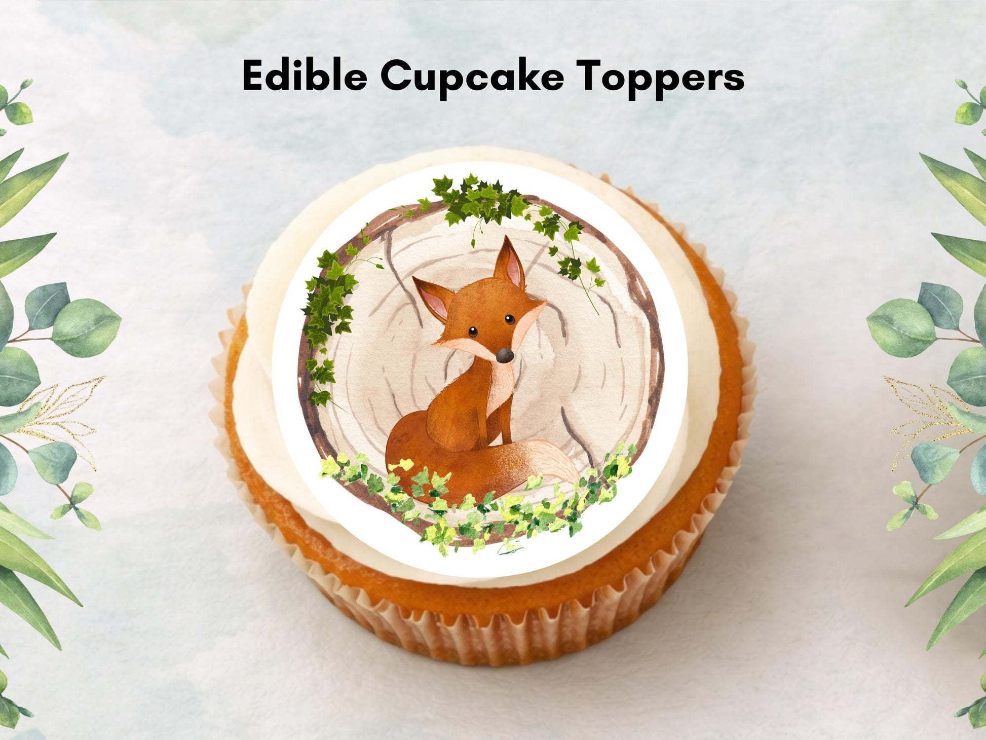 Forest Animal Edible Cupcake Toppers, Woodland Birthday Party (2" Pre-Cut)