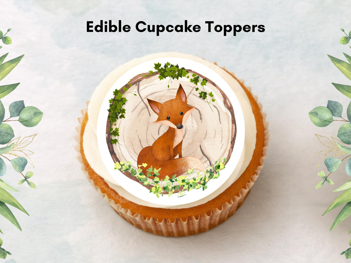 Forest Animal Edible Cupcake Toppers, Woodland Birthday Party (12 x 2" Pre-Cut)