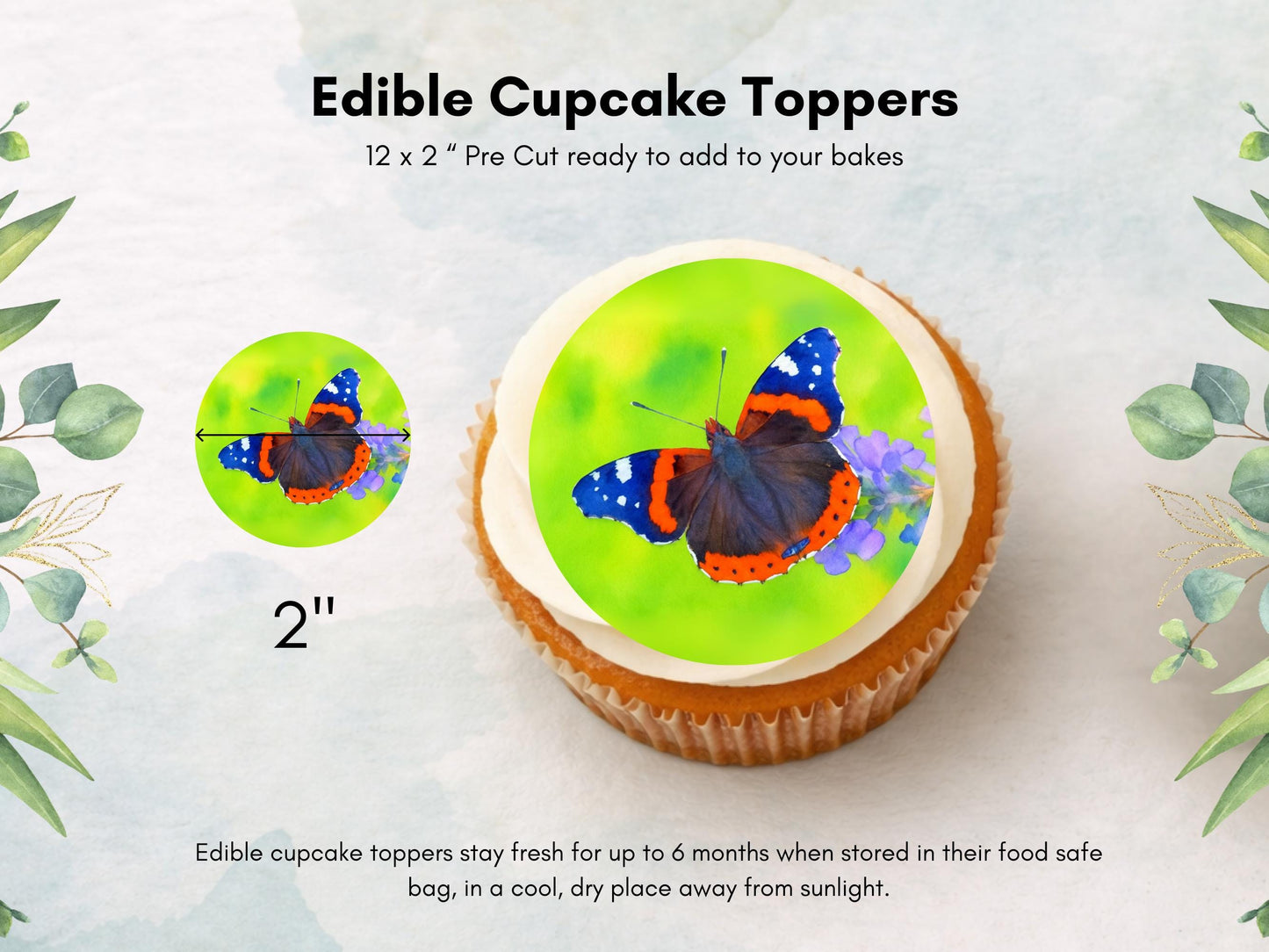Butterfly Edible Cupcake Toppers – Precut Wafer Paper, Card, or Icing