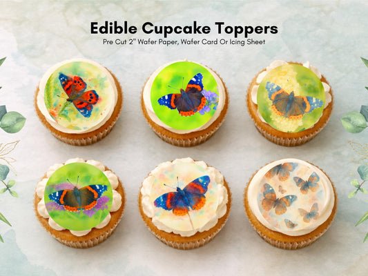 Butterfly Edible Cupcake Toppers – Precut Wafer Paper, Card, or Icing