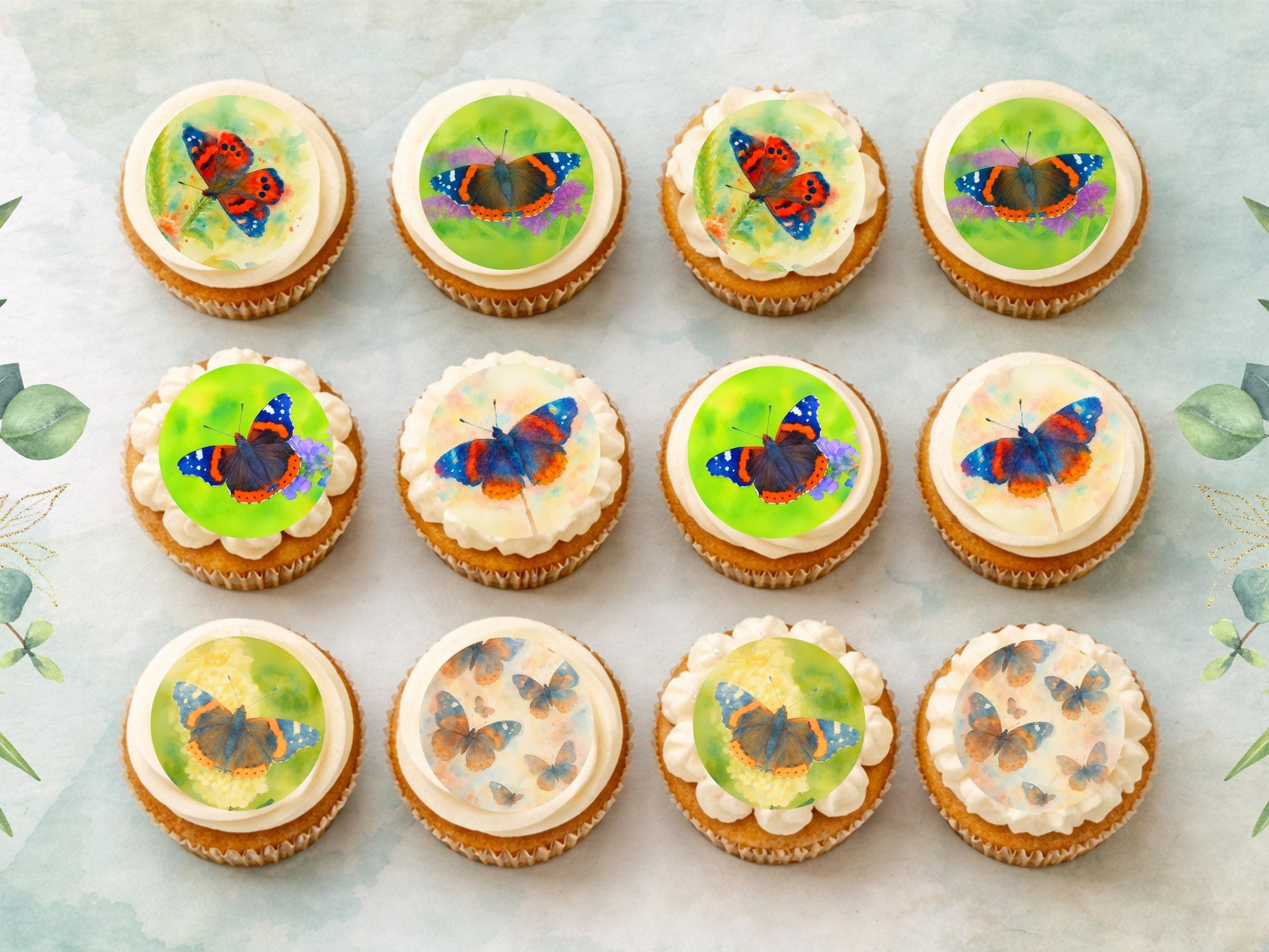 Butterfly Edible Cupcake Toppers – Precut Wafer Paper, Card, or Icing