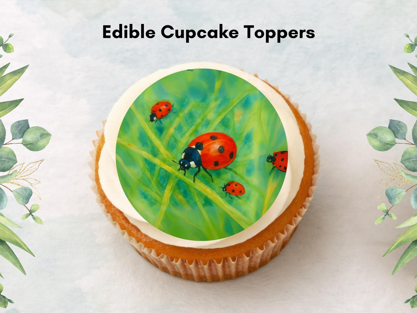 Ladybird Edible Cupcake Toppers – 12 x 2" Wafer Paper