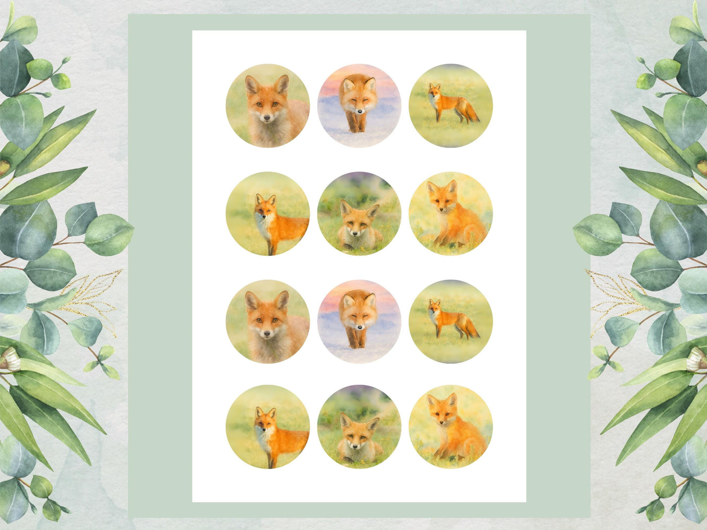 Fox Edible Cupcake Toppers 12 x 2"– Pre cut Wafer Paper, Card or Icing Sheet, Fox Birthday Cake Topper, Wild life Cake Decoration