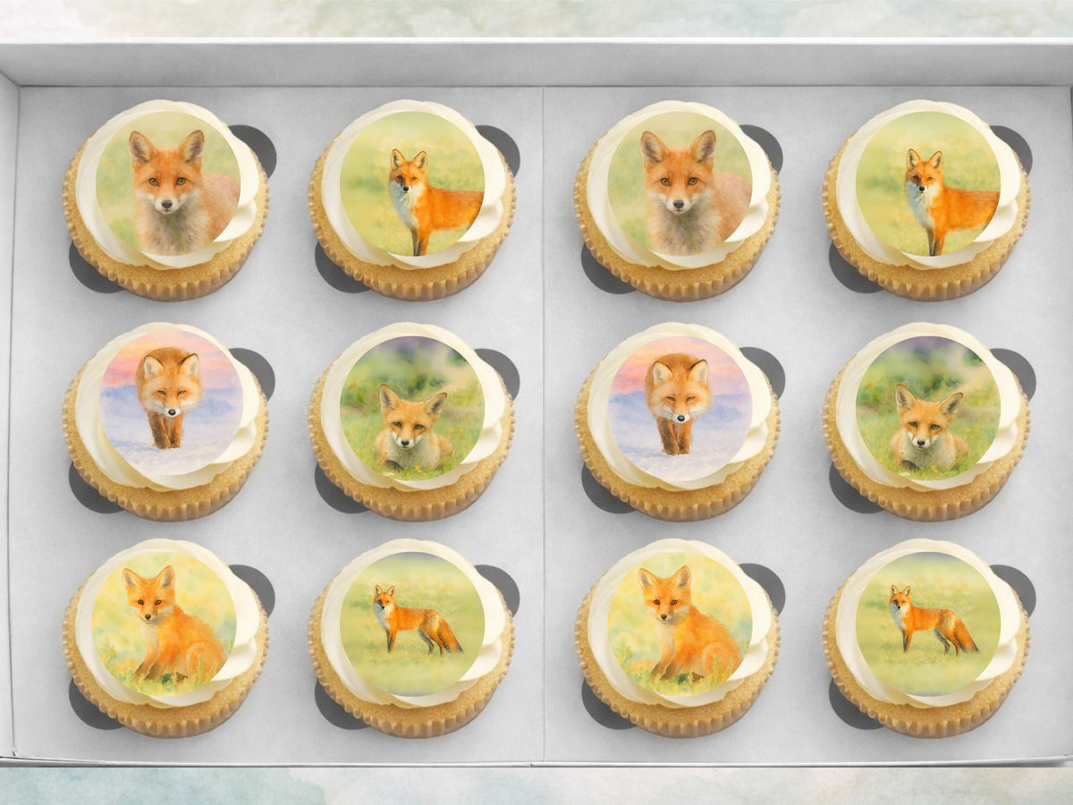 Fox Edible Cupcake Toppers, Fox Birthday Cake Topper, Wild life Cake Decoration