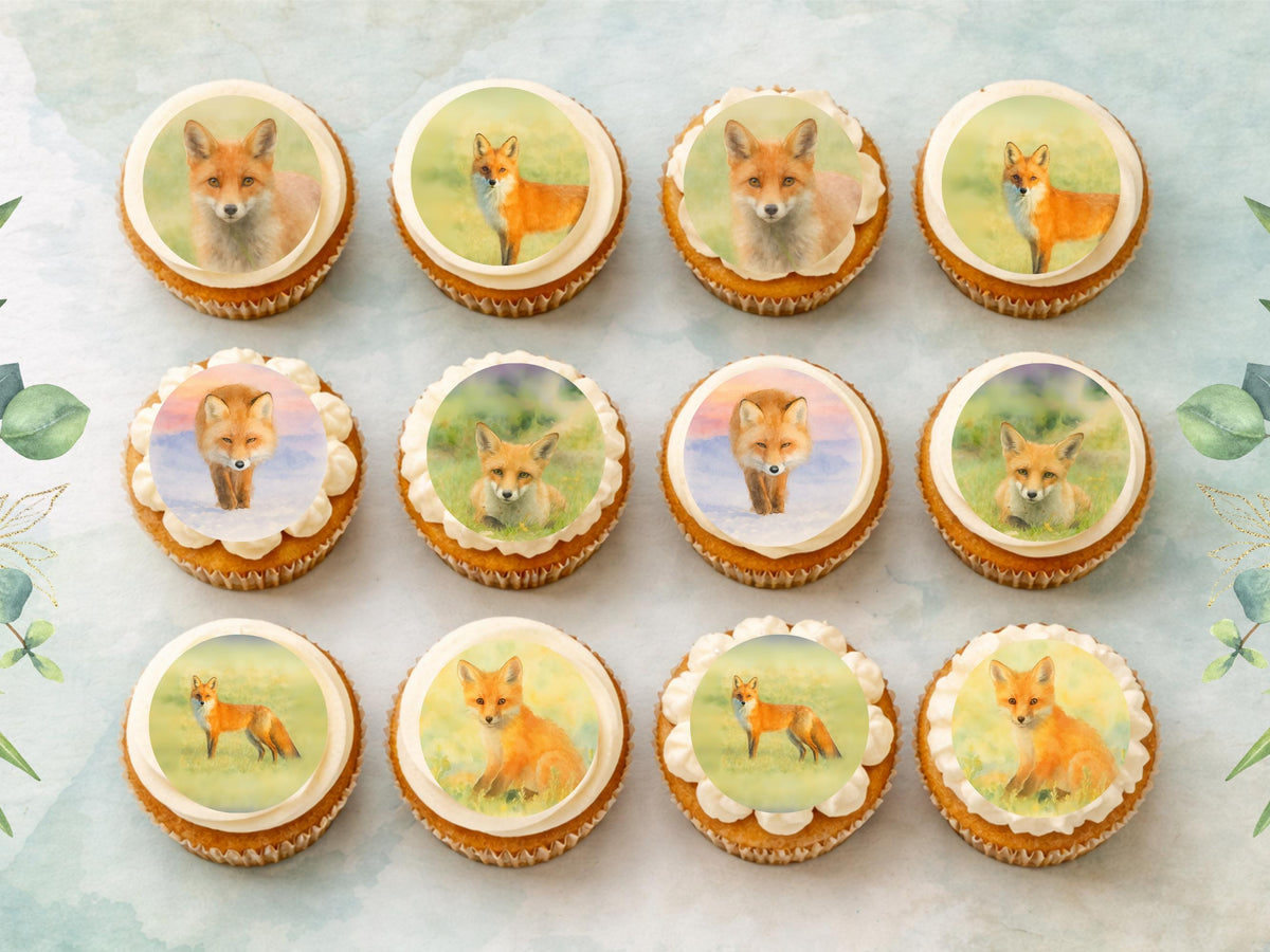 Fox Edible Cupcake Toppers, Fox Birthday Cake Topper, Wild life Cake Decoration