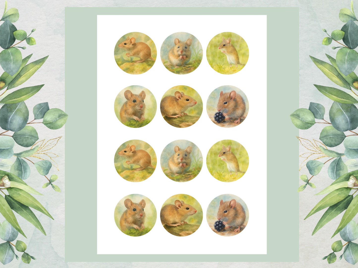 Mouse Edible Cupcake Toppers – 2" Pre-Cut, Wildlife Cake Decoration