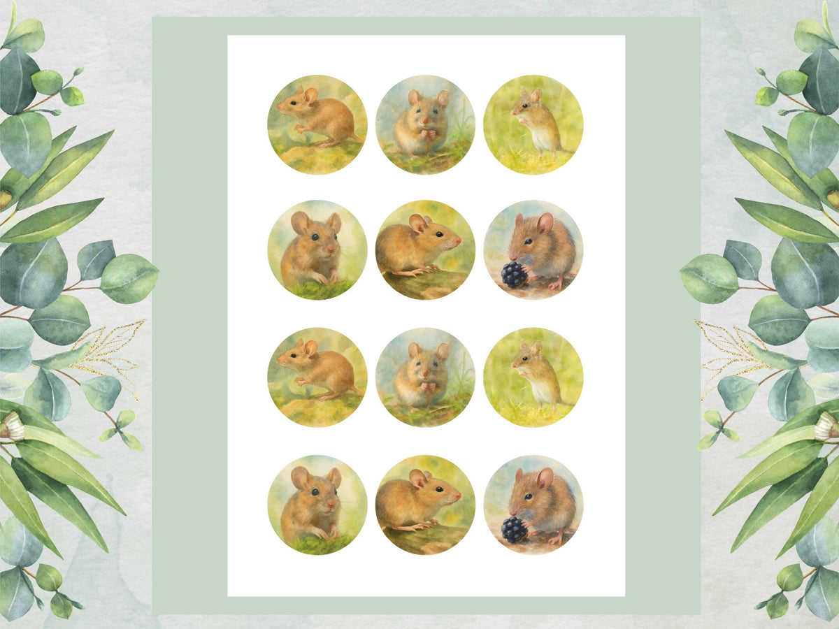 Mouse Edible Cupcake Toppers – 2" Pre-Cut, Wildlife Cake Decoration