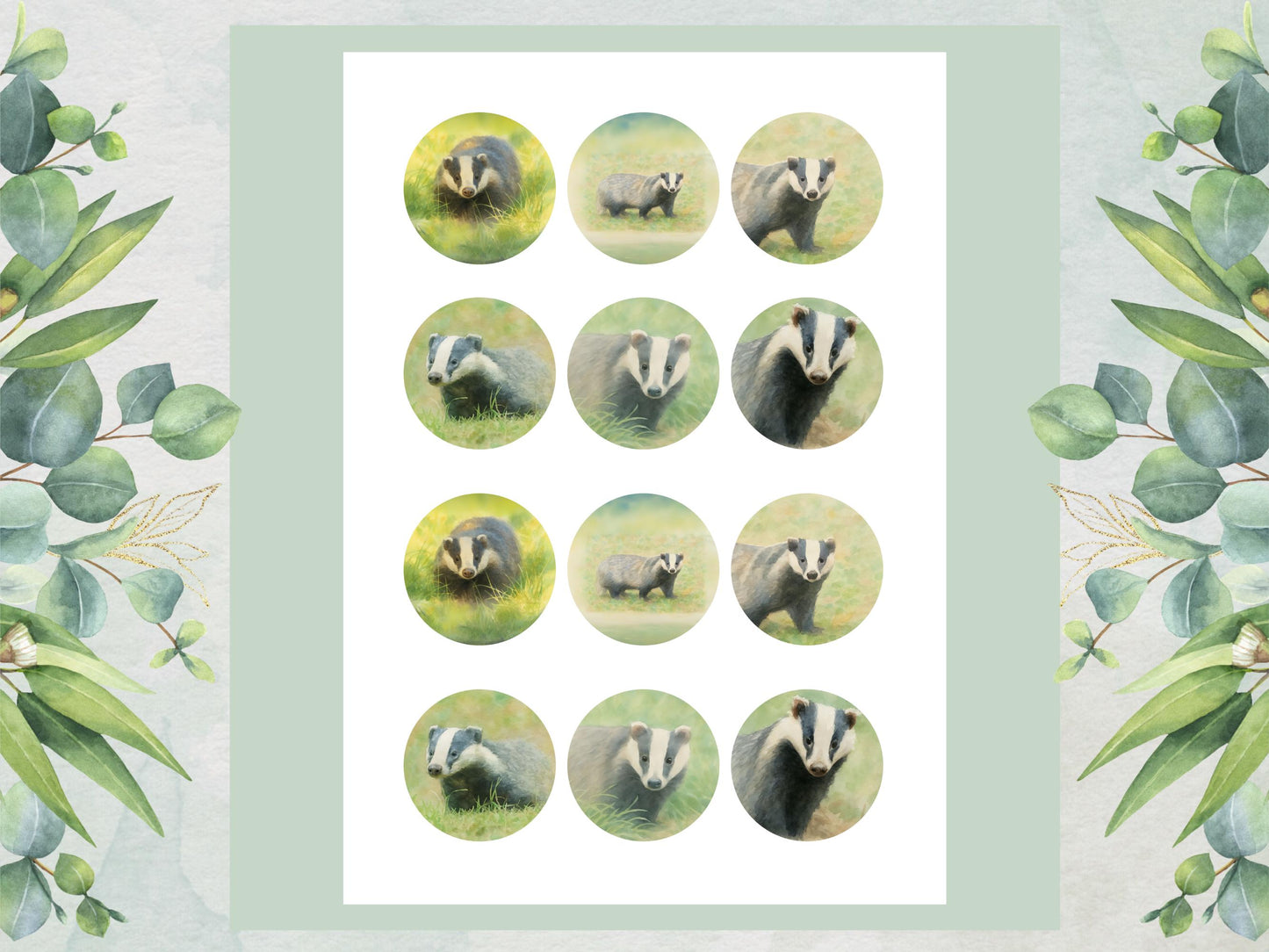 Badger Cupcake Toppers – Precut Edible Cake Decoration