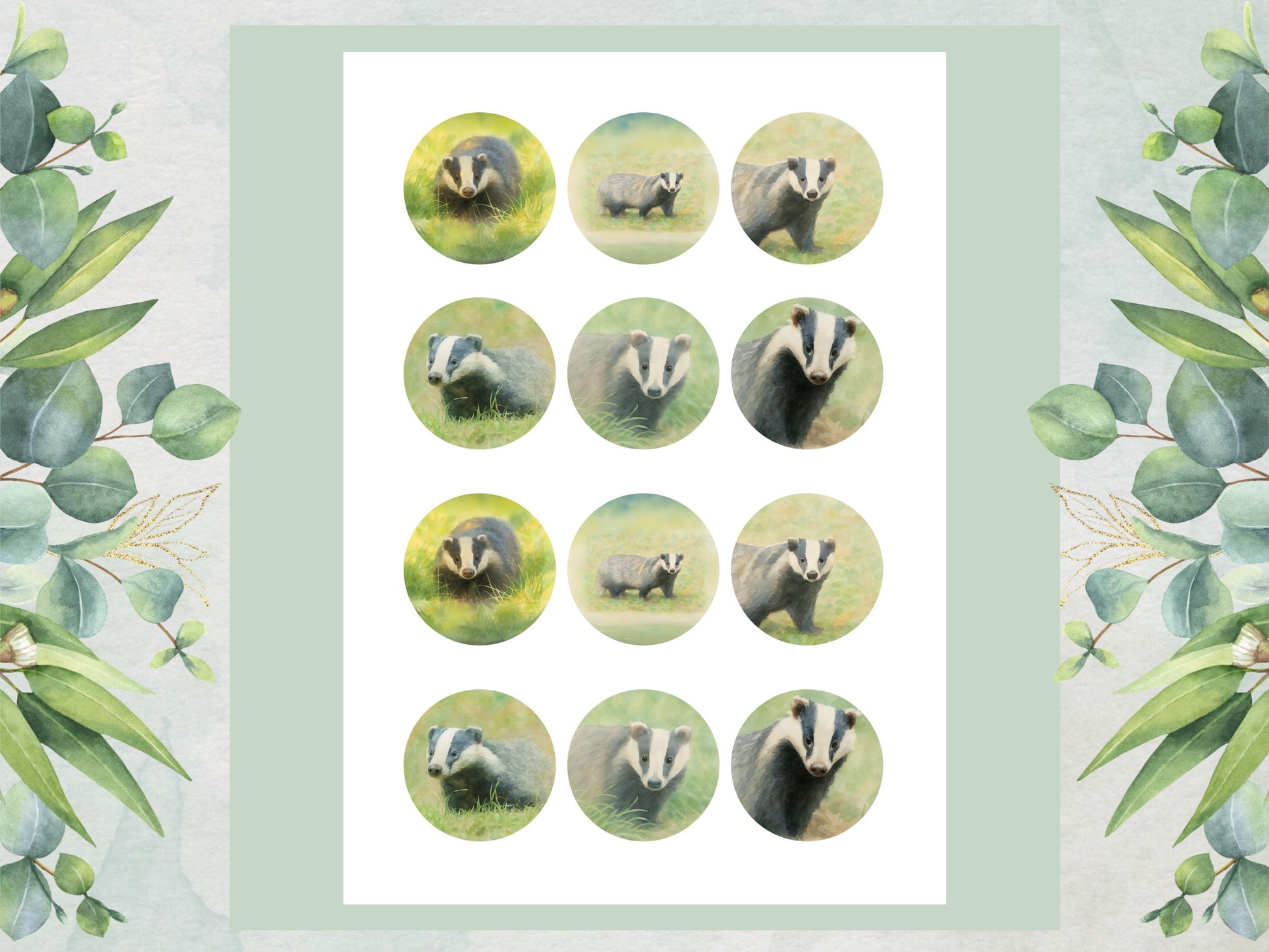 Badger Cupcake Toppers – Precut Edible Cake Decoration