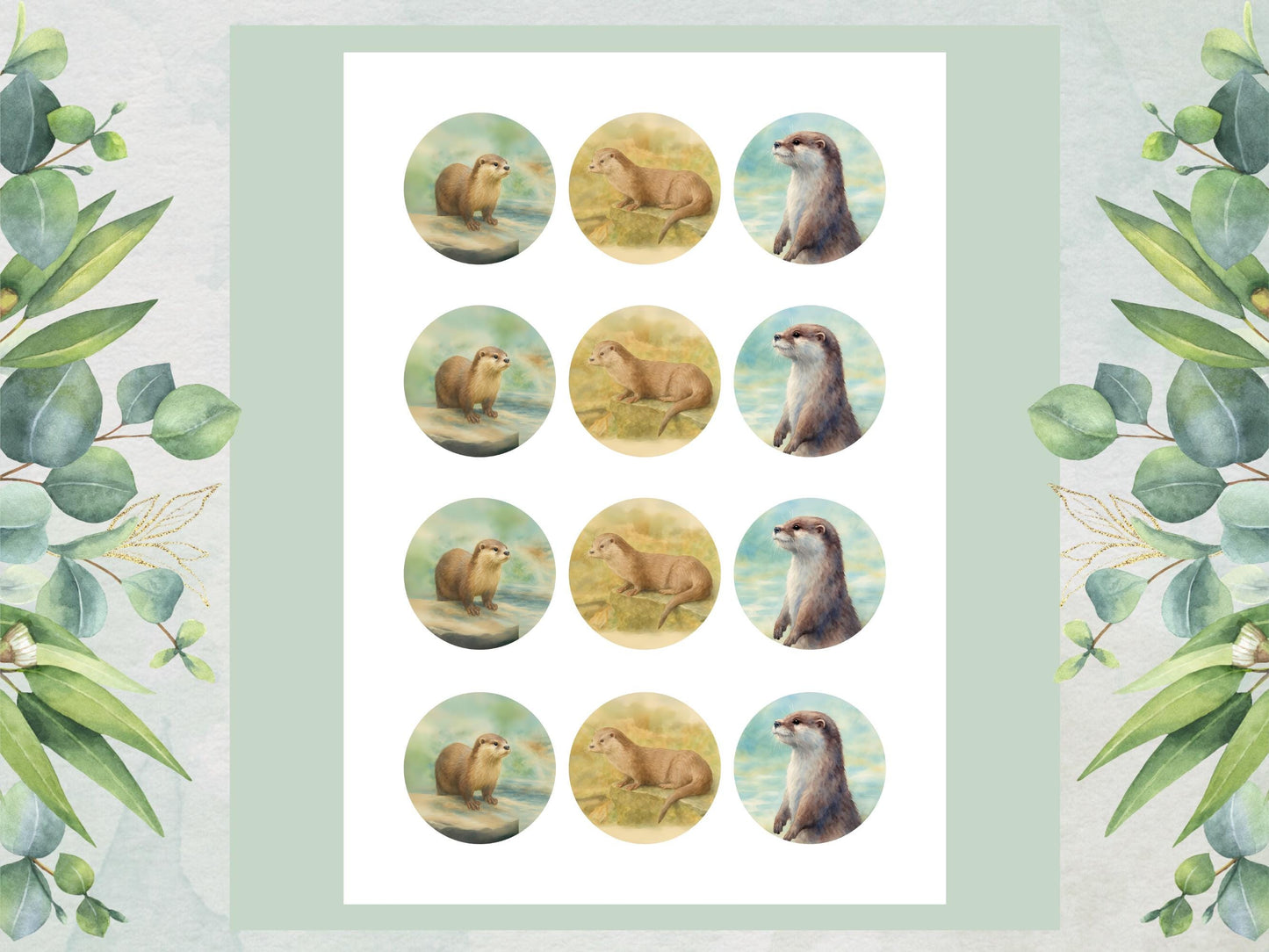 Otter Edible Cupcake Toppers – 2" Pre-Cut, Birthday Party (Wafer Paper, Card, or Icing Sheet)