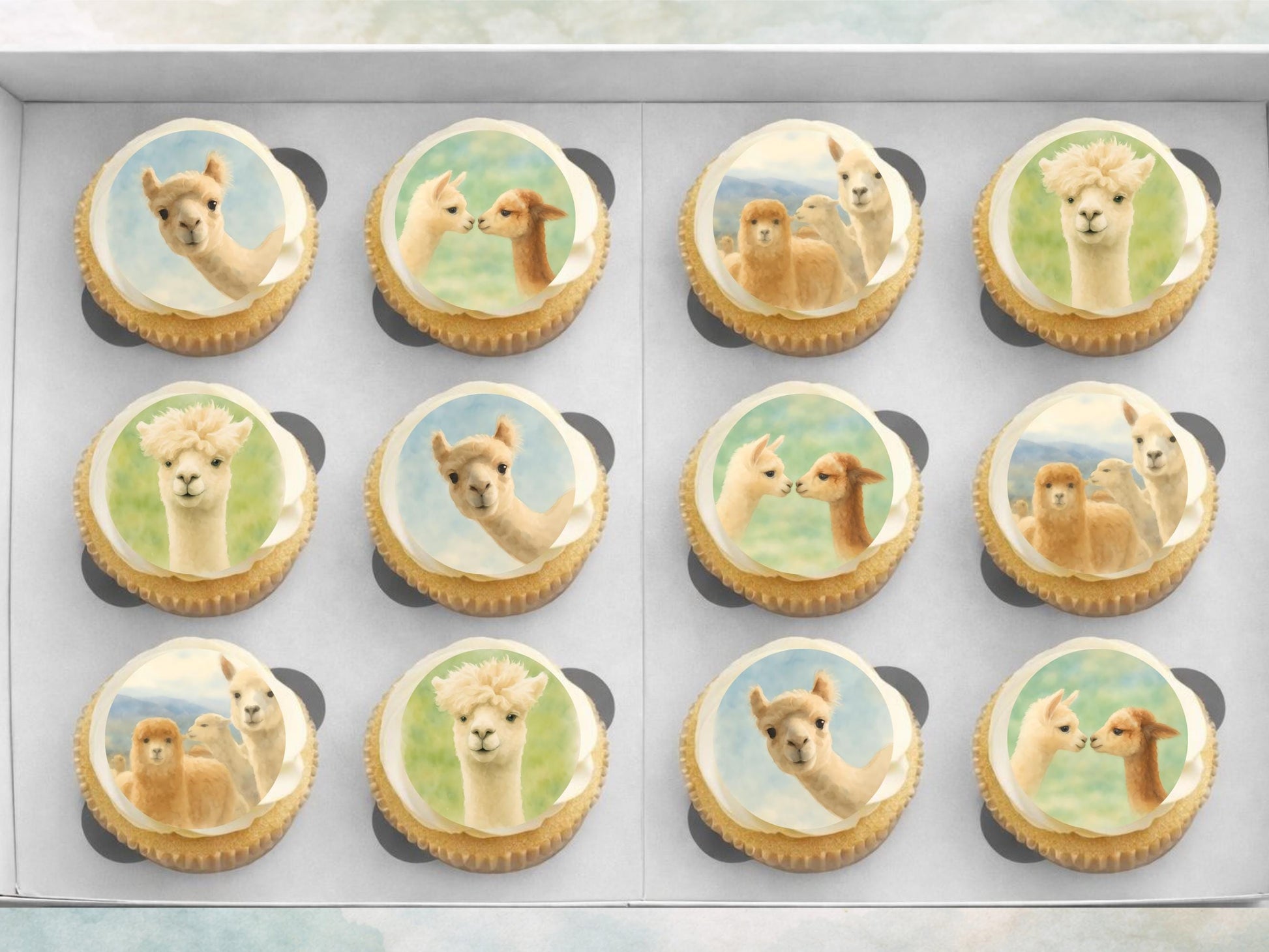 Alpaca Cupcake Toppers – Edible Birthday Cake Decoration (Pre-Cut)